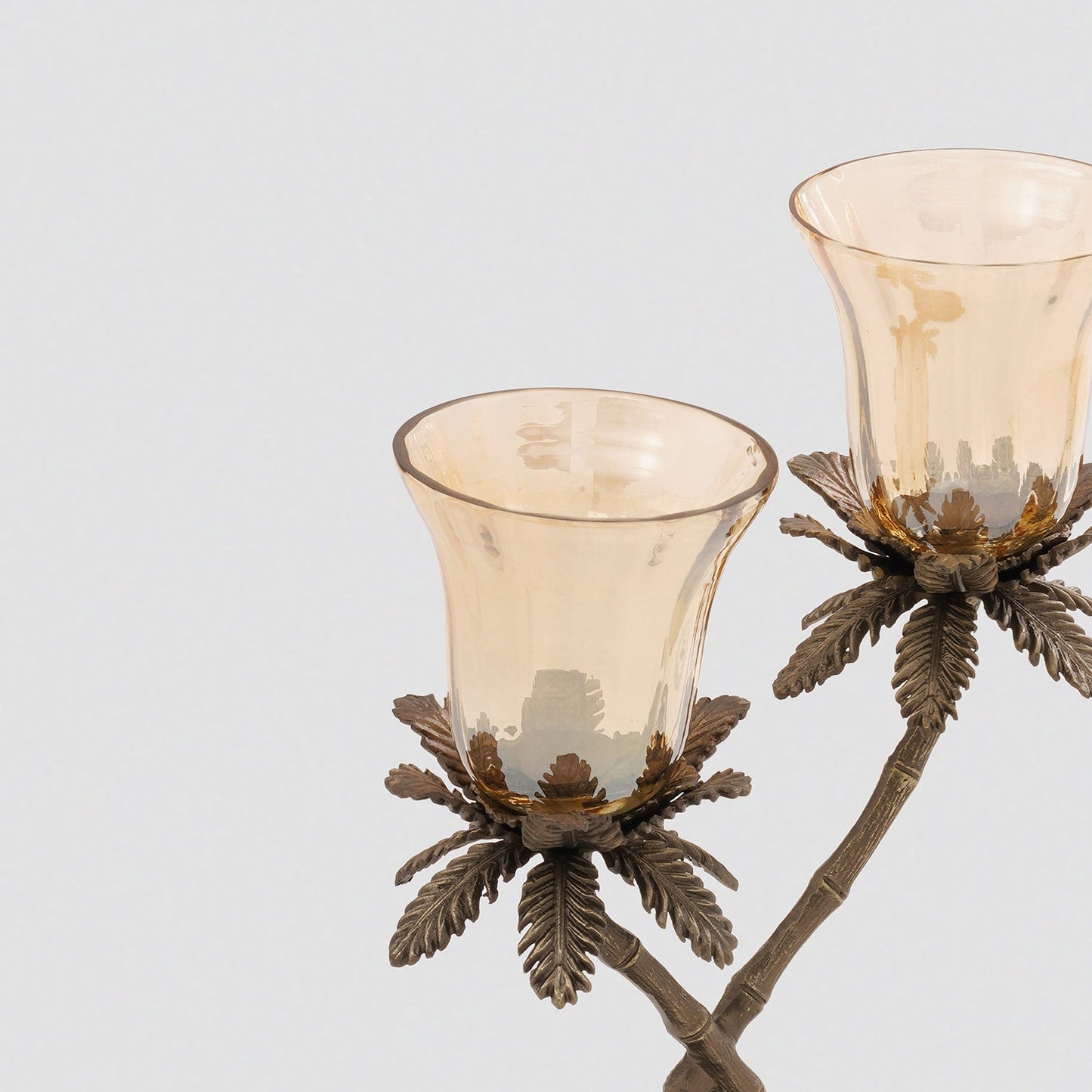 Brown Bronze Finish Dual Palm Tree Votive