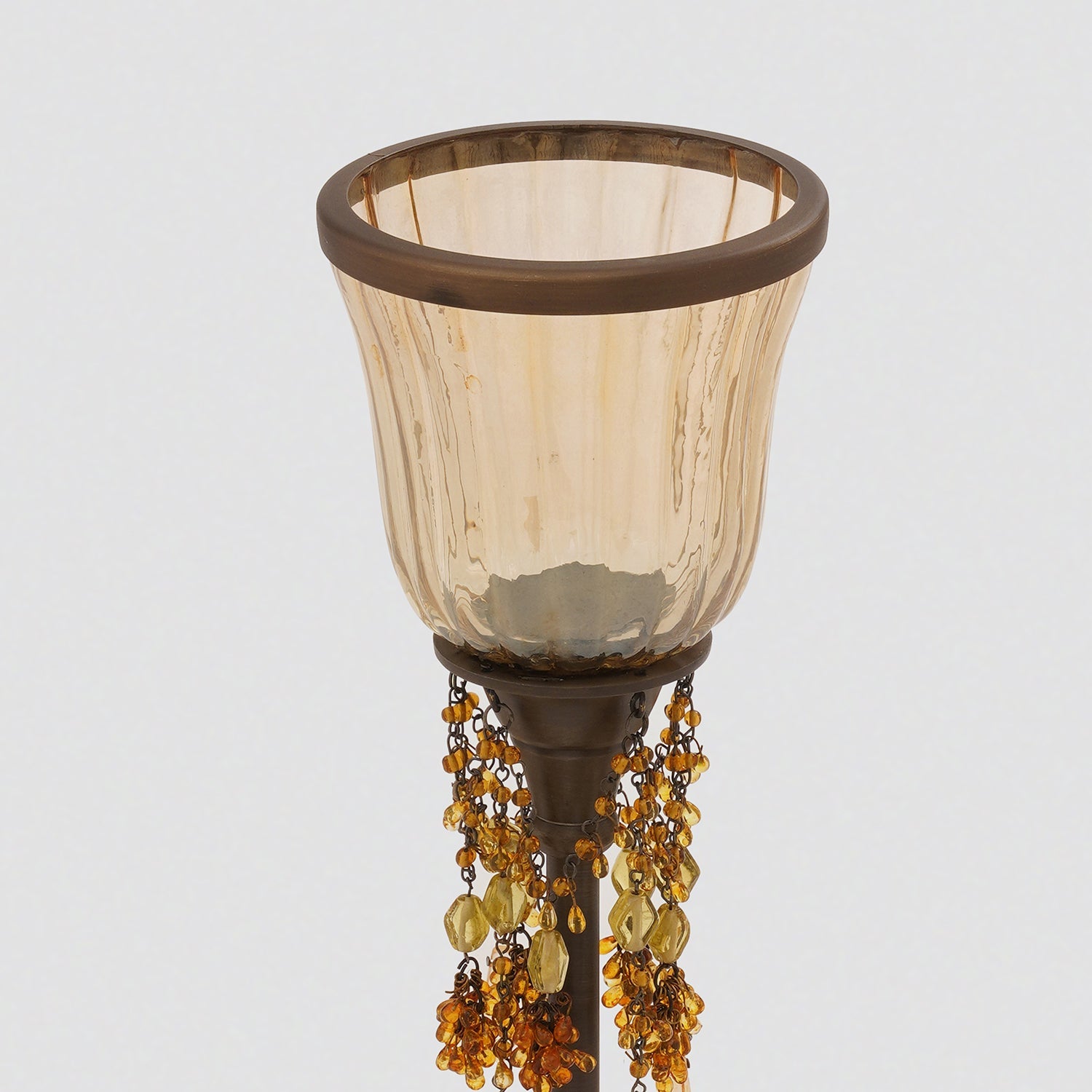 Amber Tall Glass Hurricane with Hangings