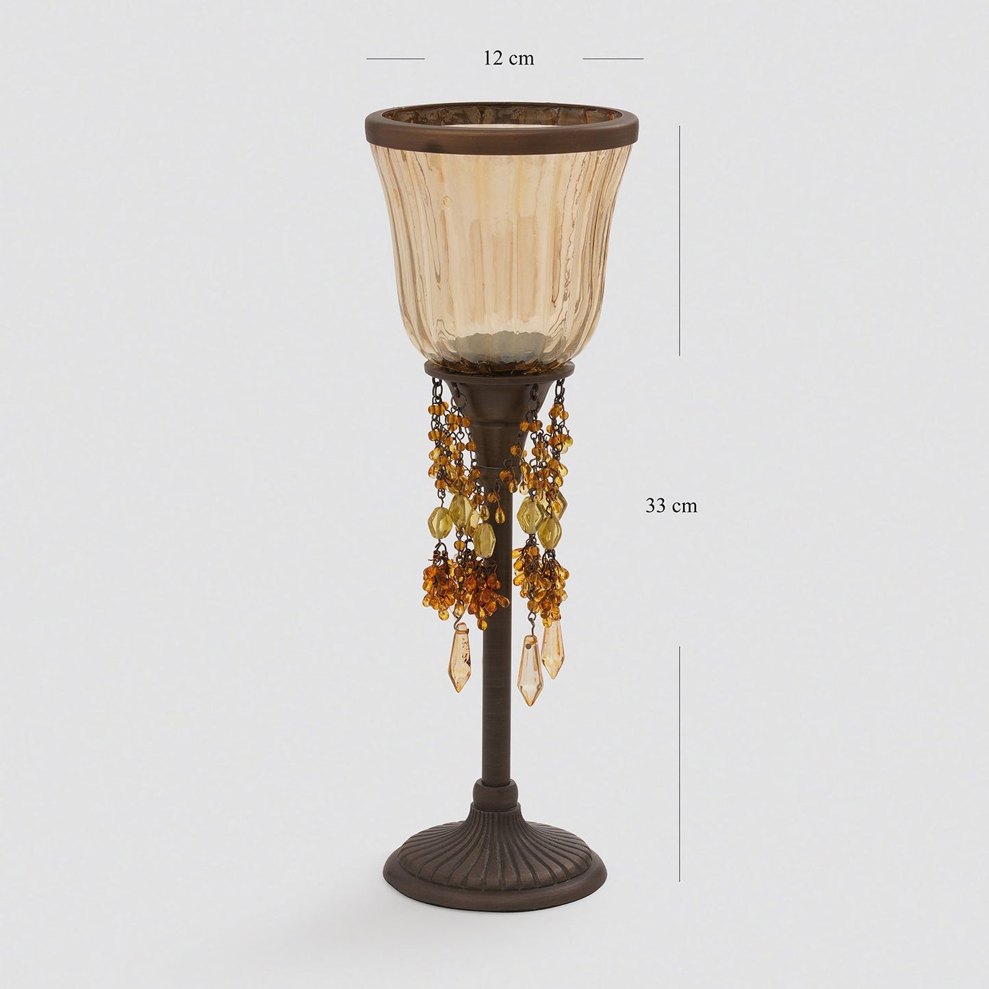 Amber Tall Glass Hurricane with Hangings