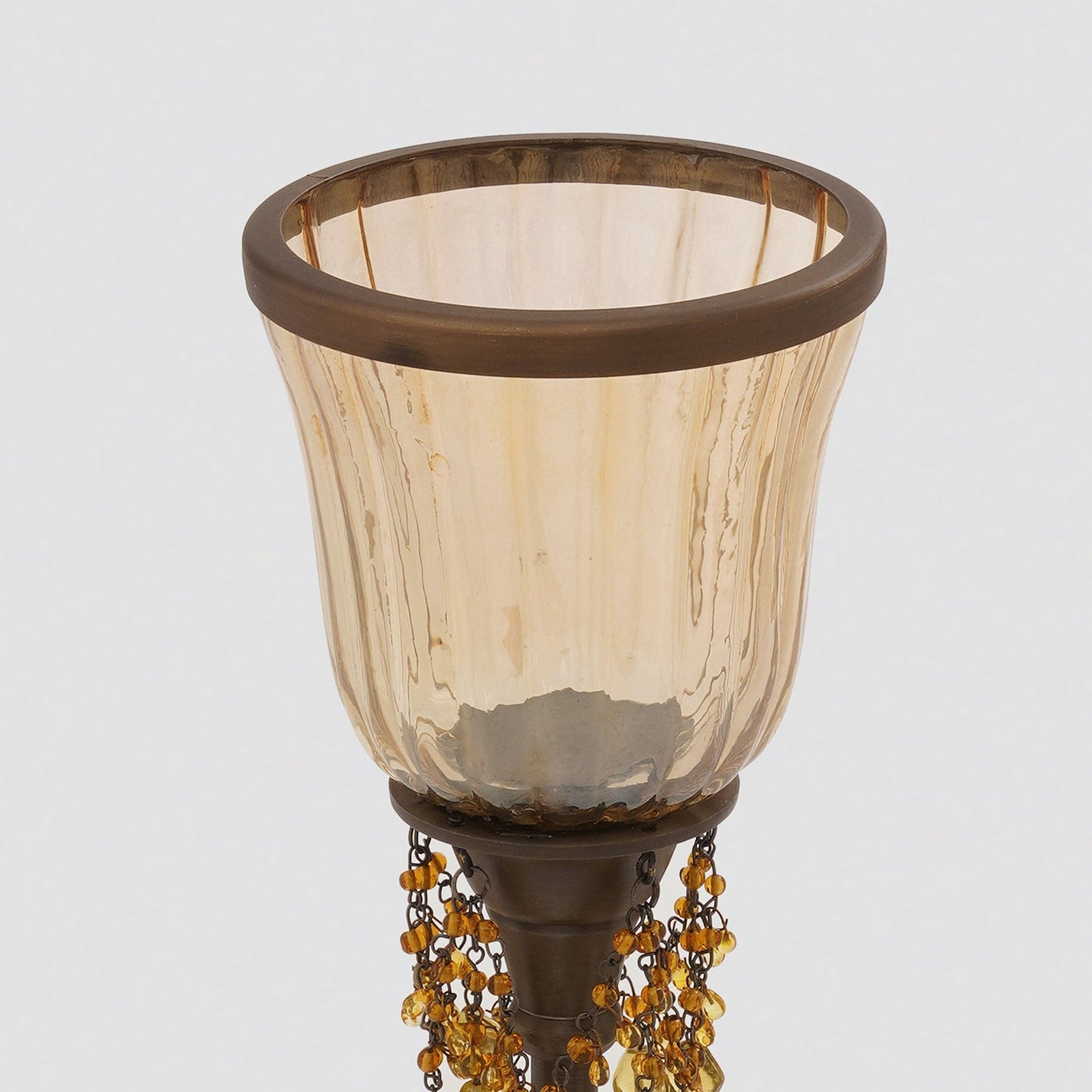 Amber Glass Hurricane with Hangings