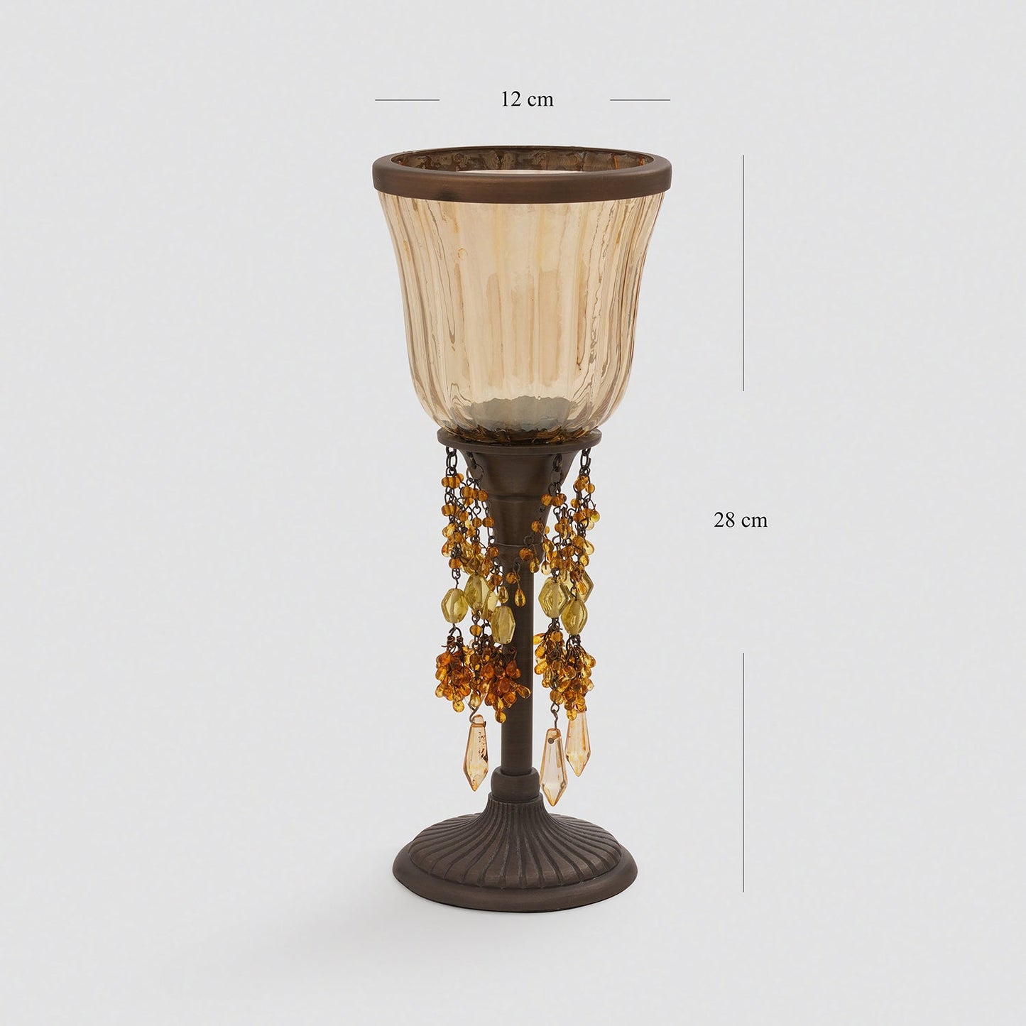 Amber Glass Hurricane with Hangings