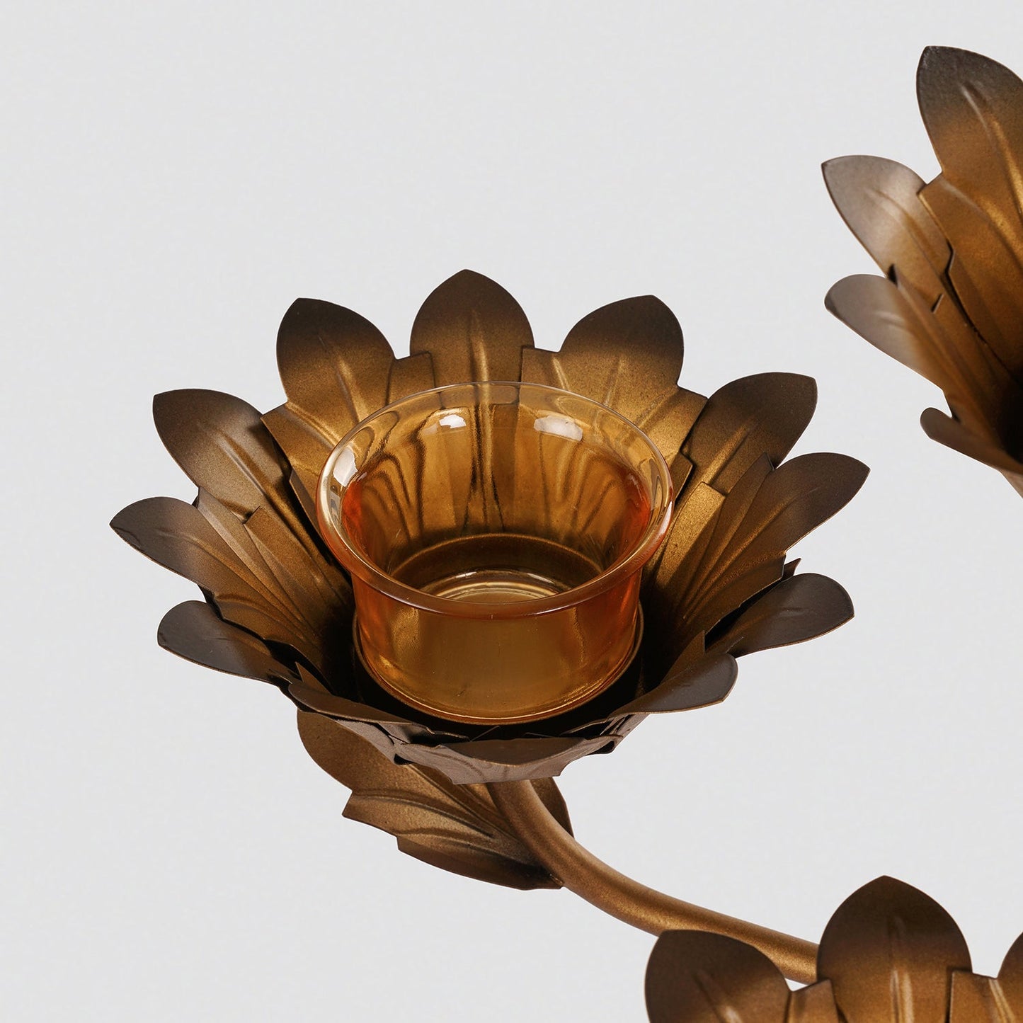 Bronze Lotus Shaped 5 Arm Candelabra