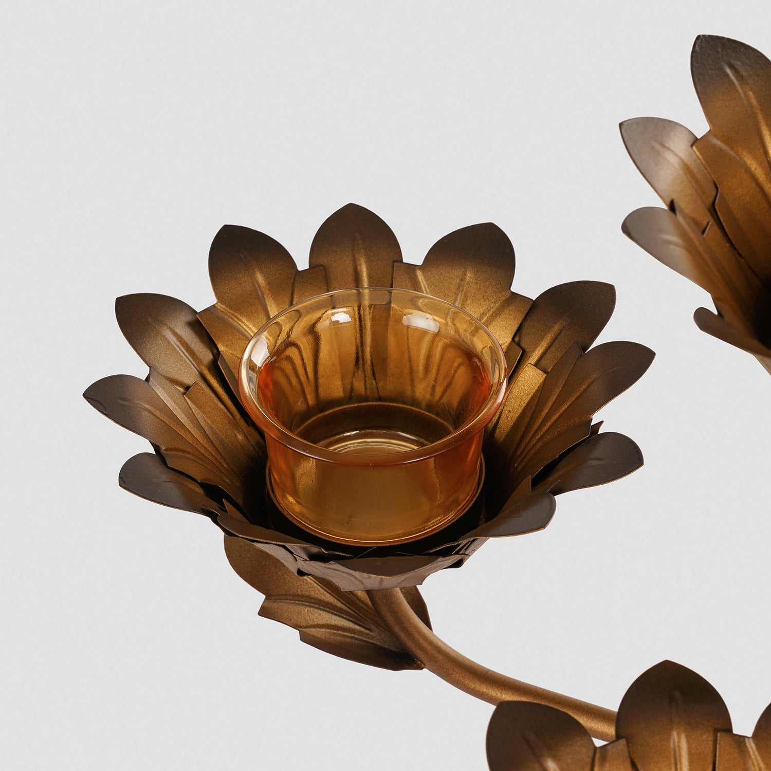 Bronze Lotus Shaped 5 Arm Candelabra