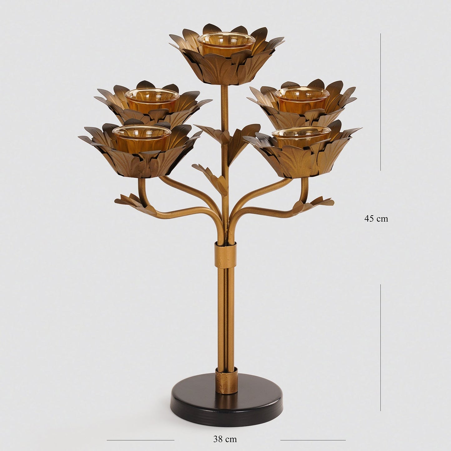 Bronze Lotus Shaped 5 Arm Candelabra