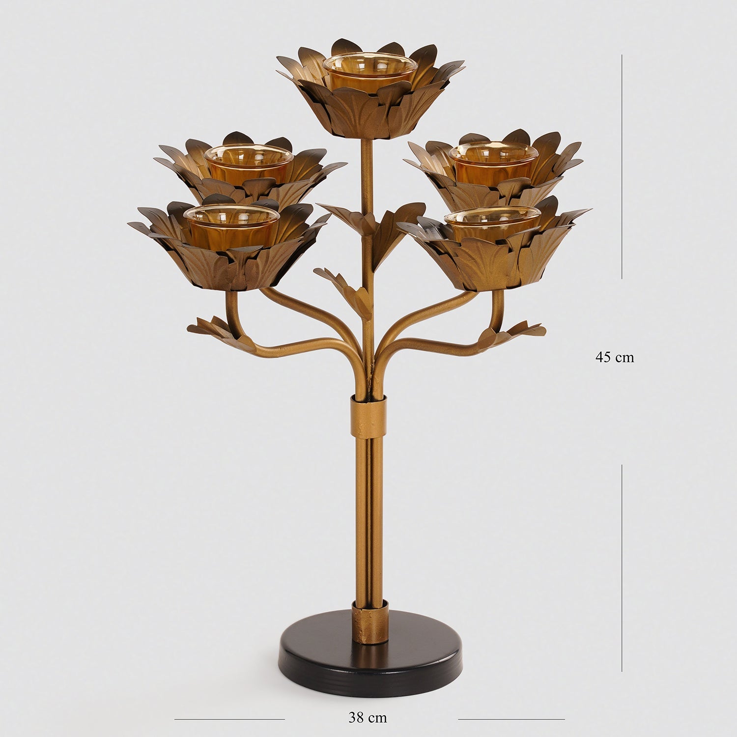 Bronze Lotus Shaped 5 Arm Candelabra