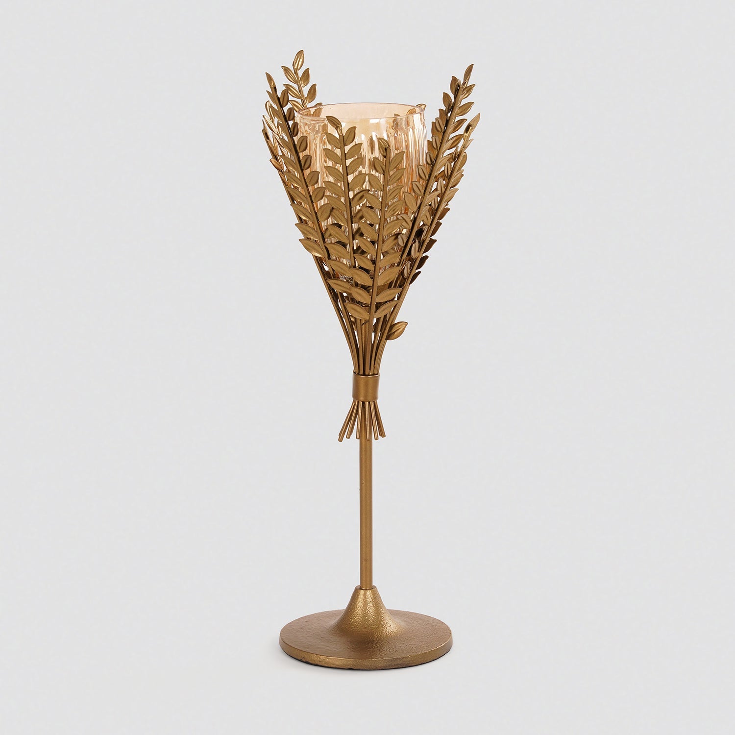 Gold Leaf Shaped Glass Votive Holder - Large