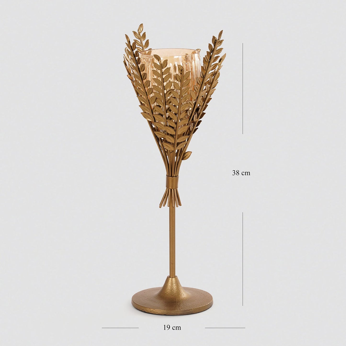 Gold Leaf Shaped Glass Votive Holder - Large