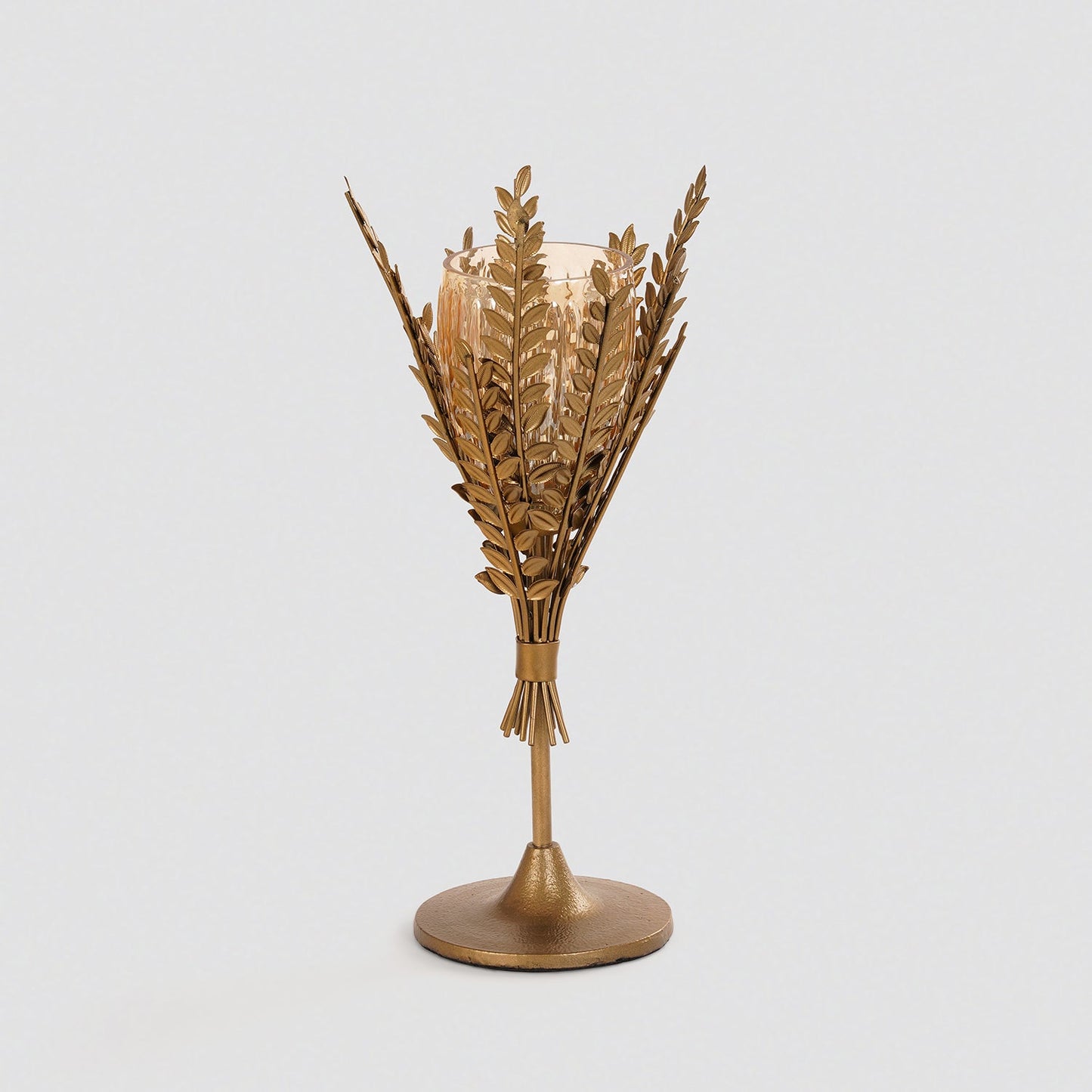 Gold Leaf Shaped Glass Votive Holder - Small