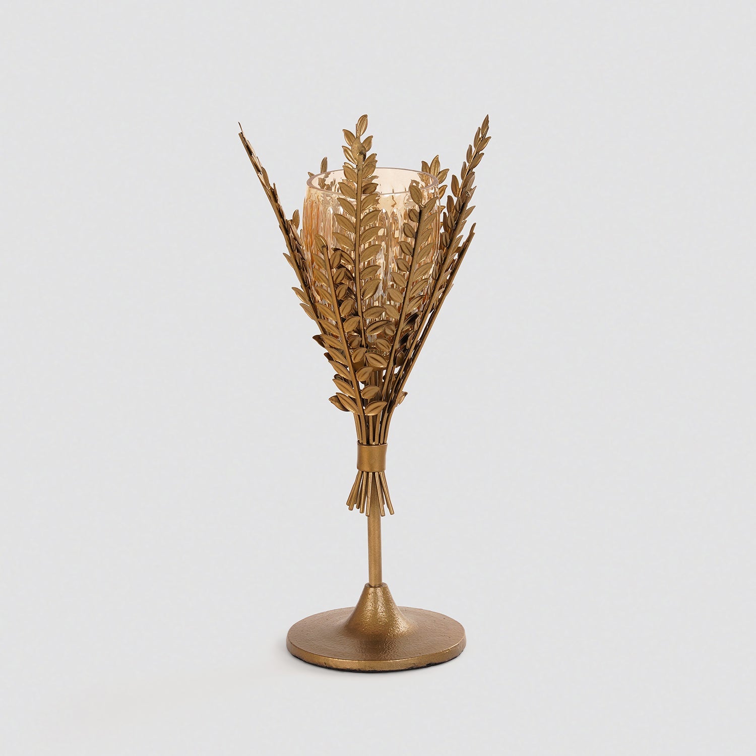 Gold Leaf Shaped Glass Votive Holder - Small