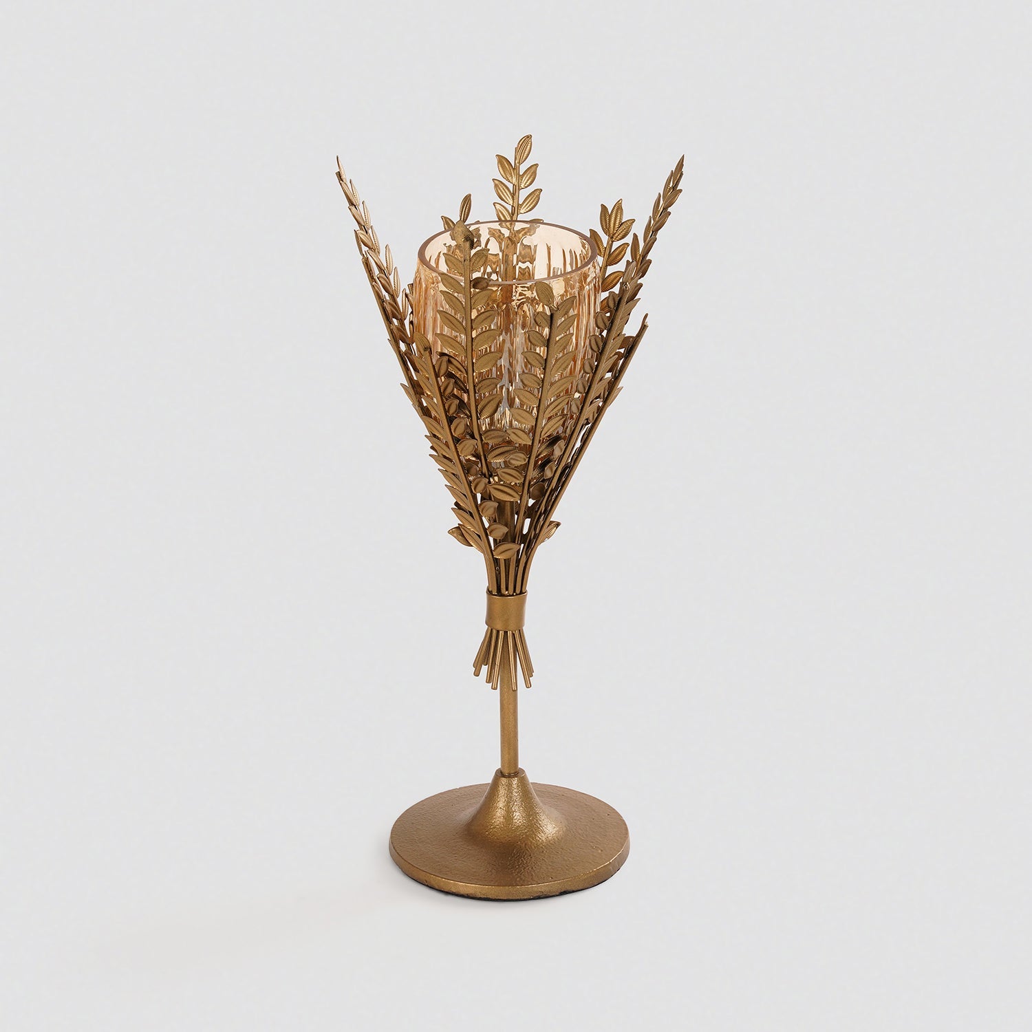 Gold Leaf Shaped Glass Votive Holder - Small