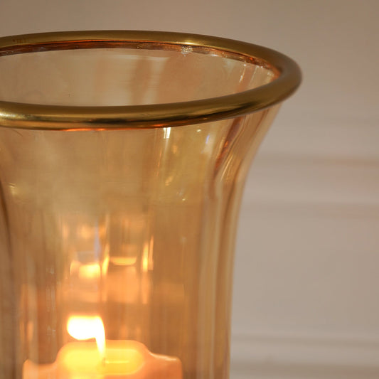 Golder Hammered Tall Glass Hurricane - Large