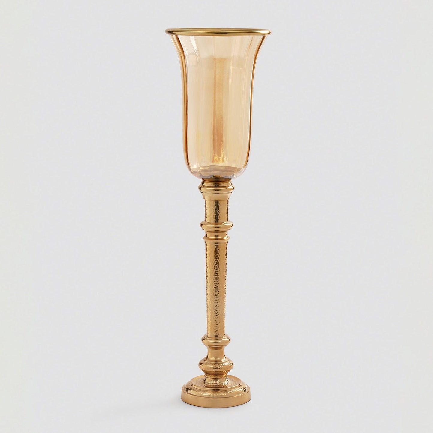 Golder Hammered Tall Glass Hurricane - Large