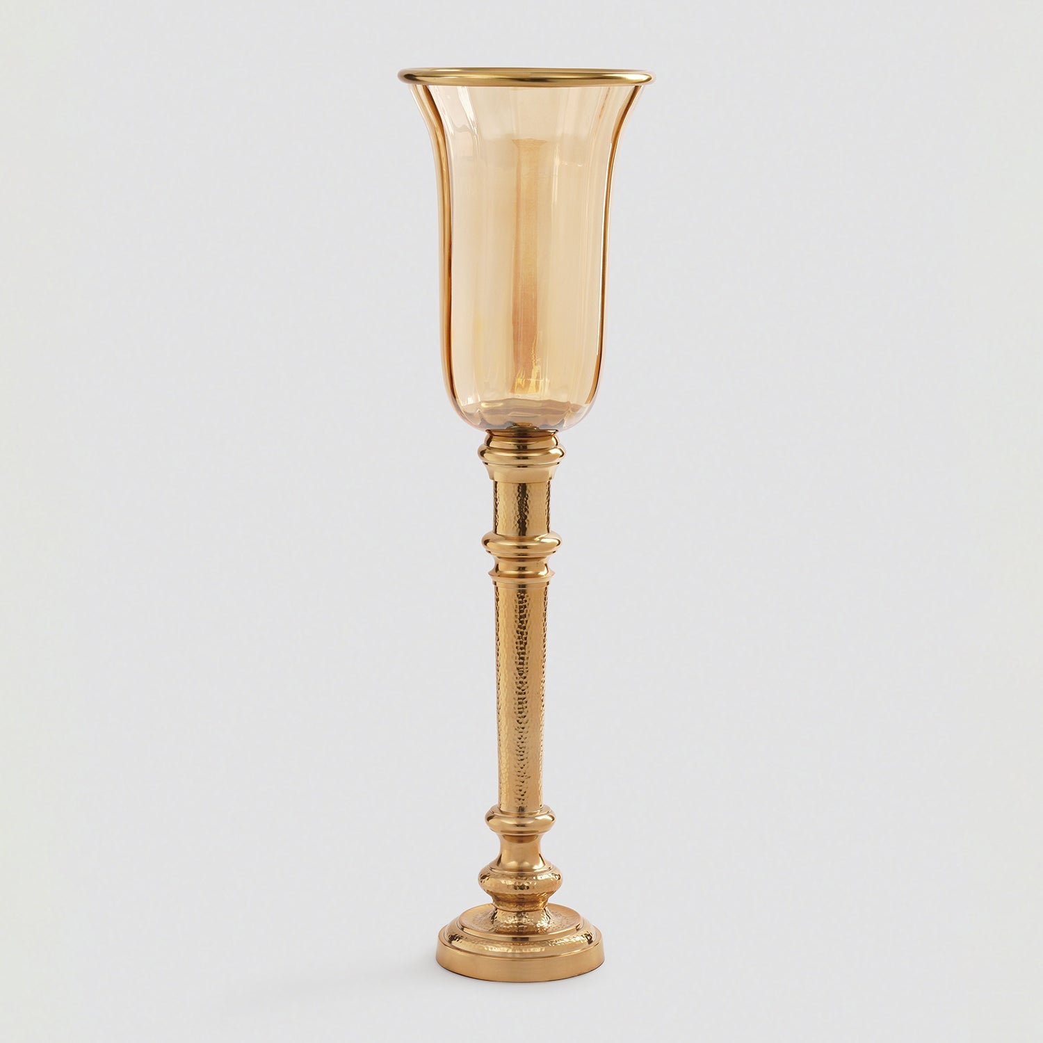 Golder Hammered Tall Glass Hurricane - Large