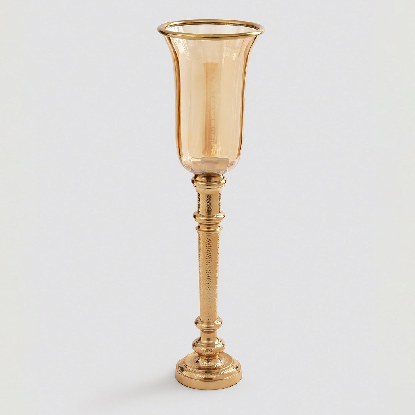 Golder Hammered Tall Glass Hurricane - Large