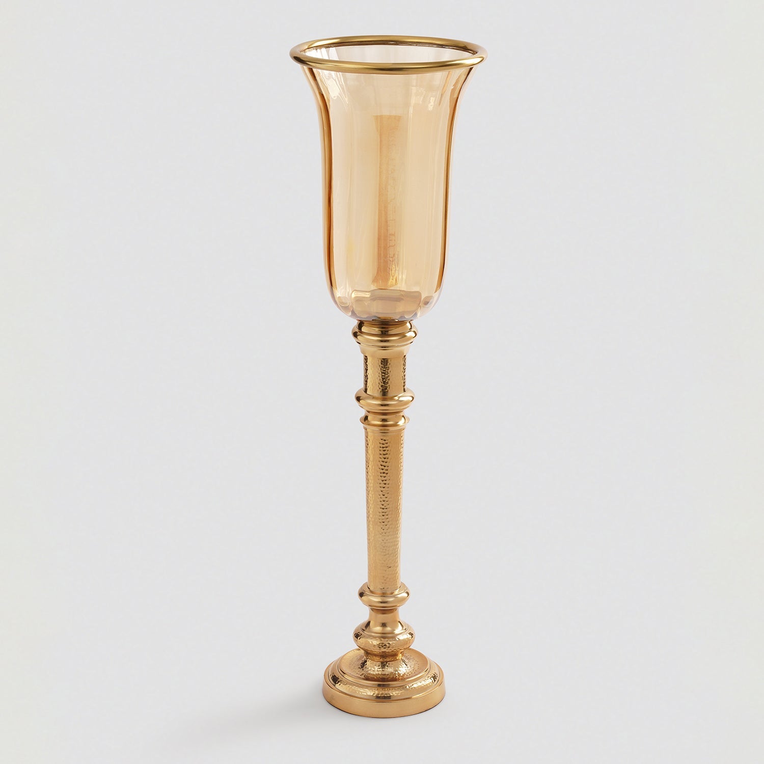 Golder Hammered Tall Glass Hurricane - Large