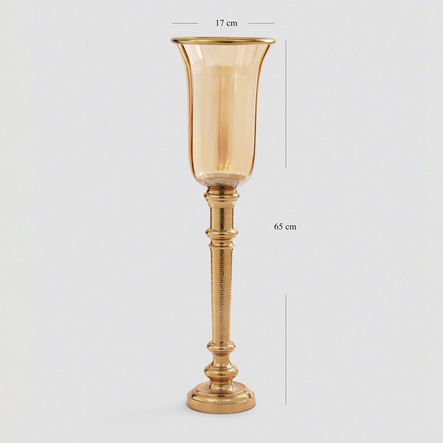 Golder Hammered Tall Glass Hurricane - Large