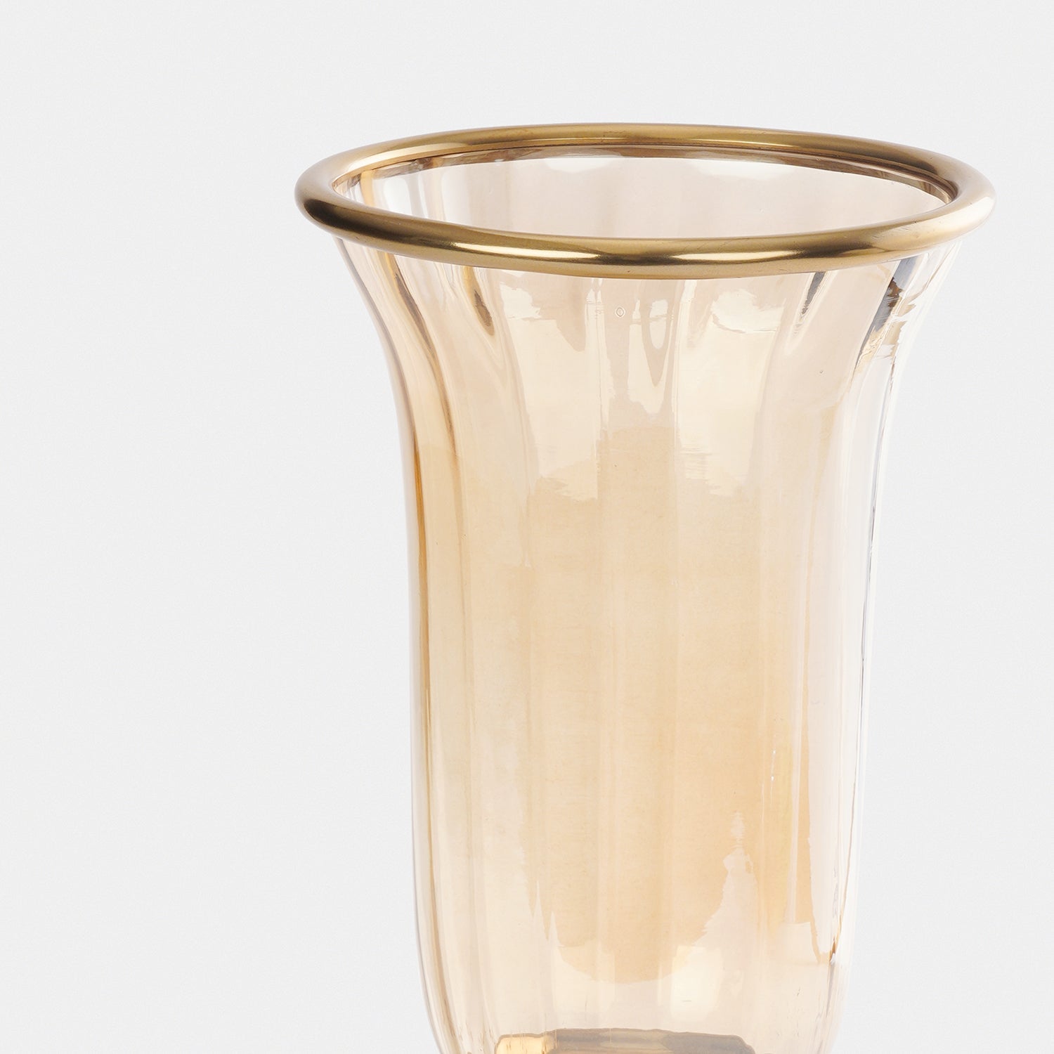 Golden Hammered Tall Glass Hurricane - Small