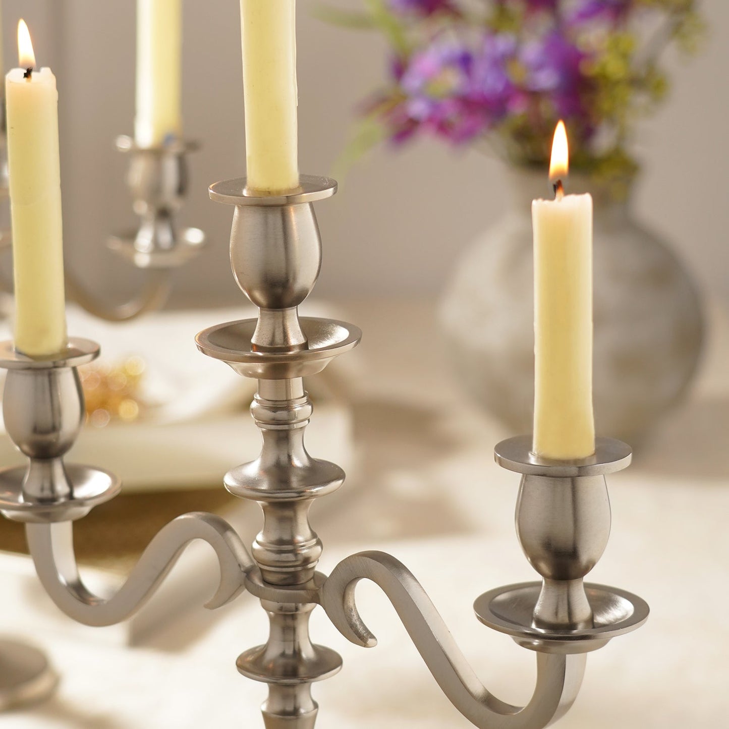 Silver 3 Arm Candelabra