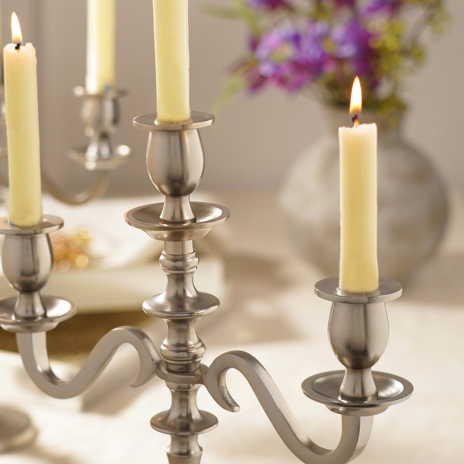 Silver 3 Arm Candelabra