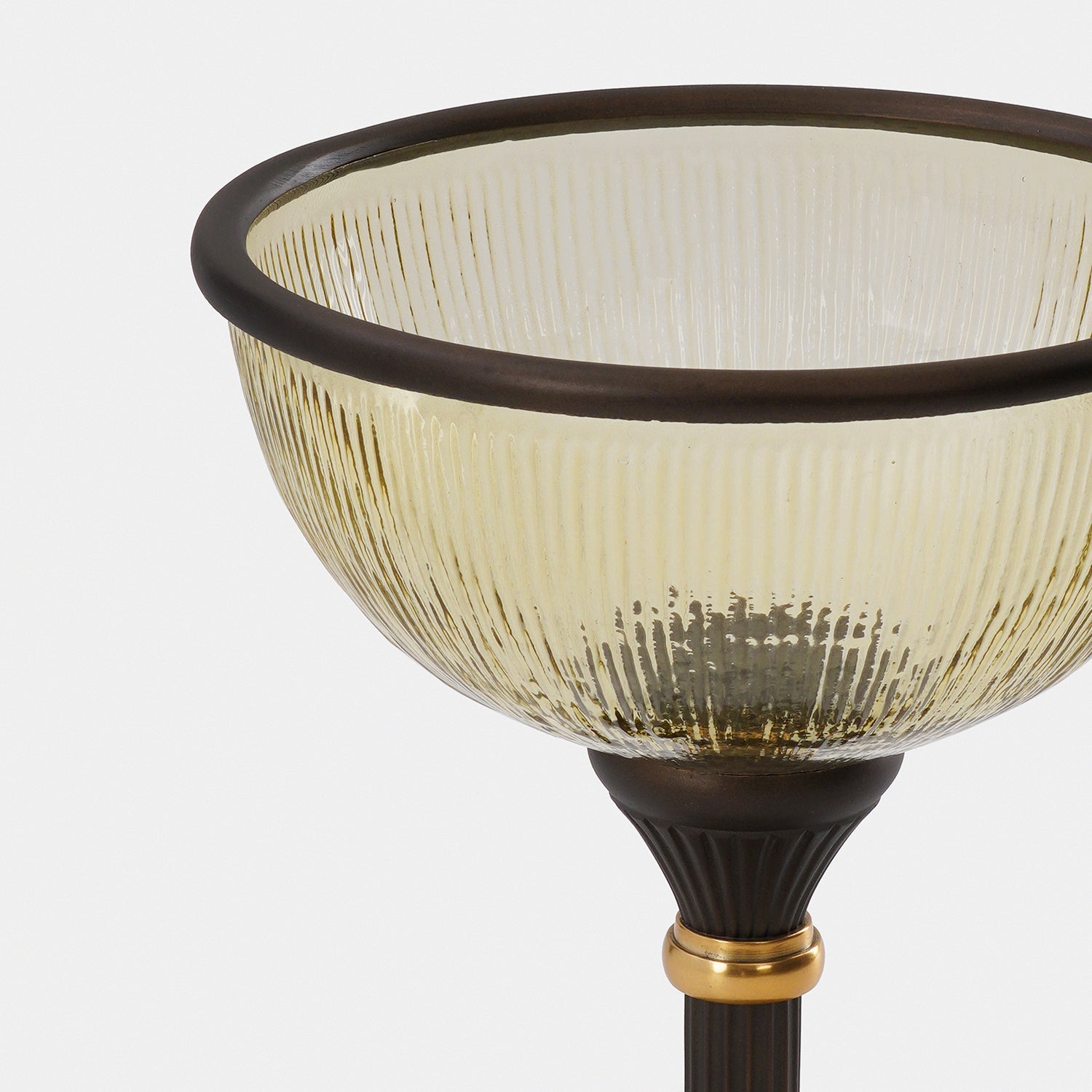 Amber Antique Finish Ribbed Glass Bowl with Stand - Small