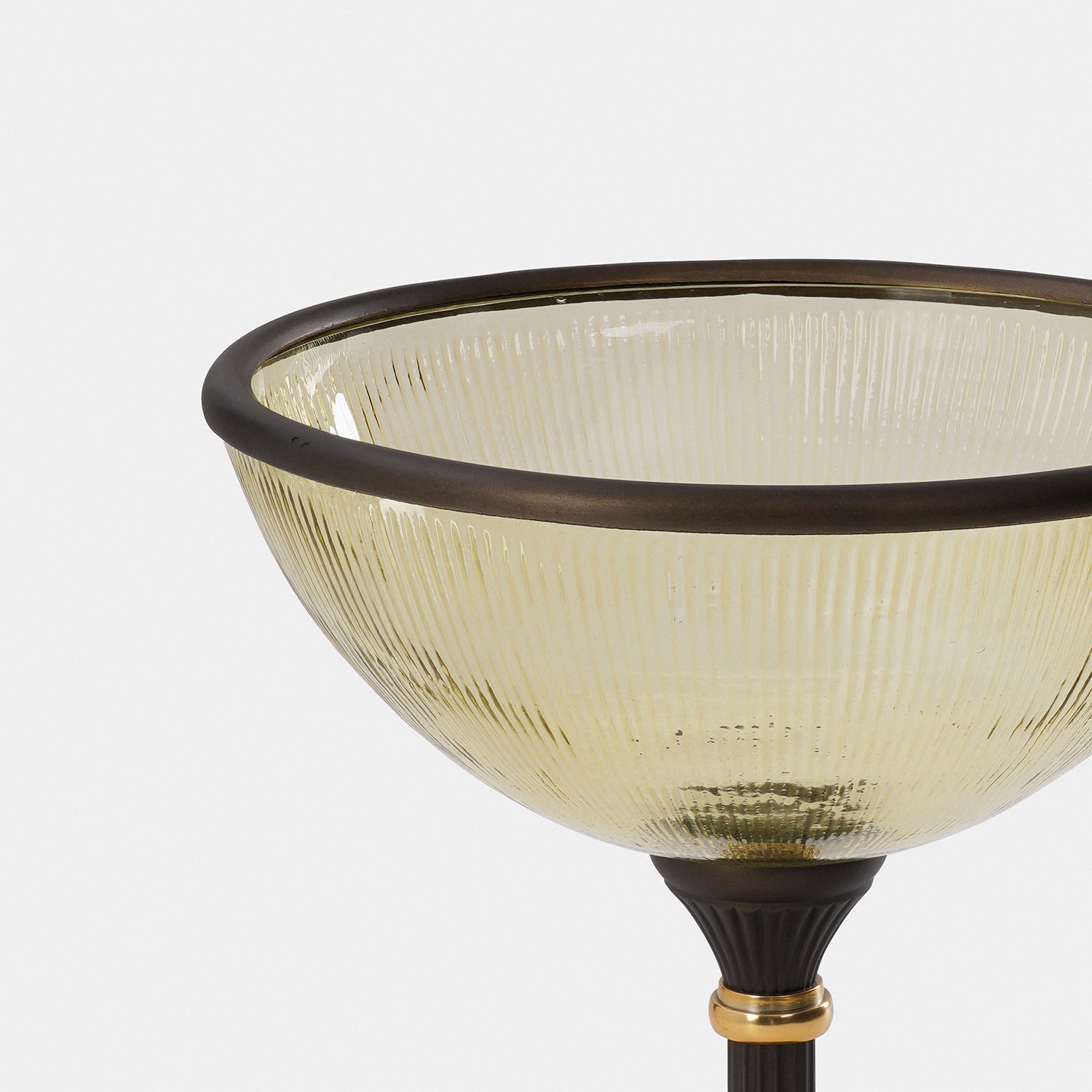 Amber Antique Finish Ribbed Glass Bowl with Stand - Large