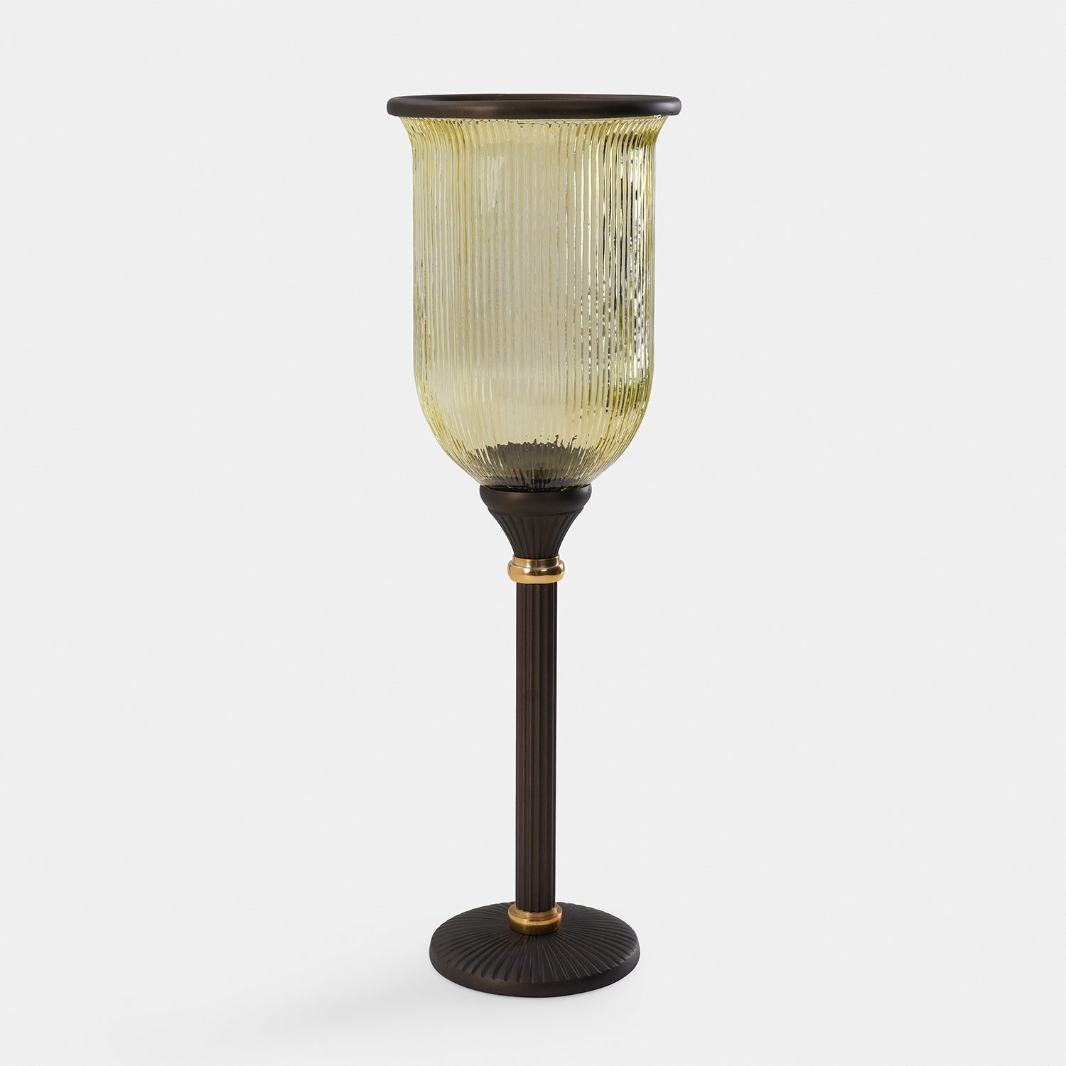 Brown Antique Glass Ribbed Candle Hurricane