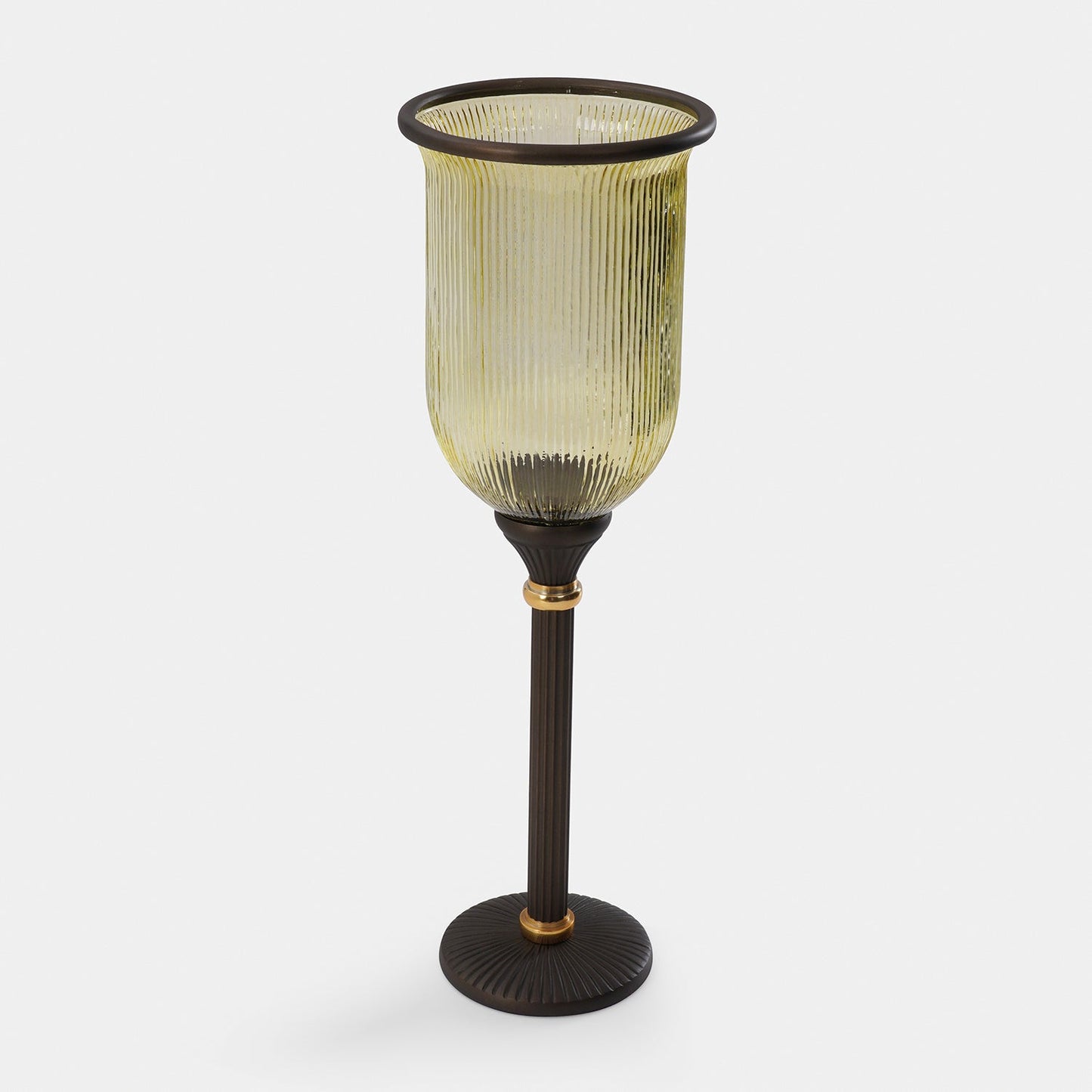 Brown Antique Glass Ribbed Candle Hurricane