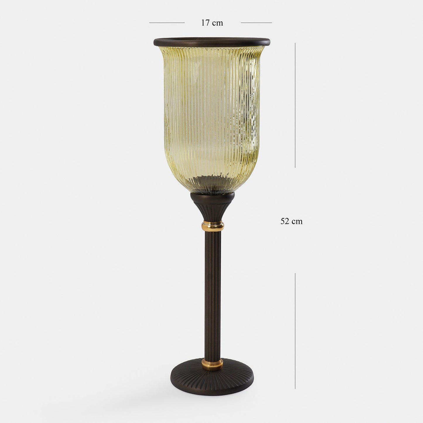 Brown Antique Glass Ribbed Candle Hurricane