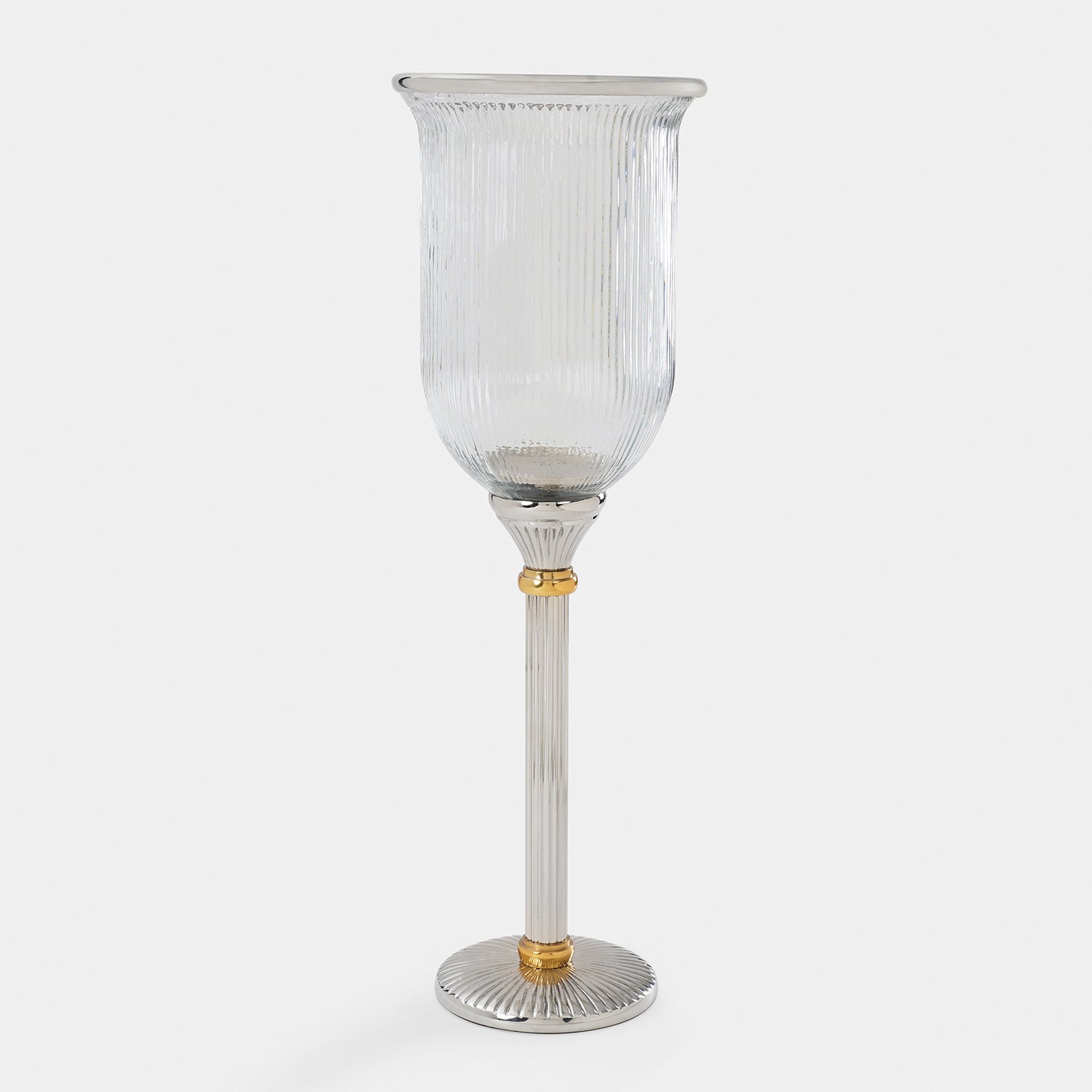 Clear Glass Ribbed Candle Hurricane