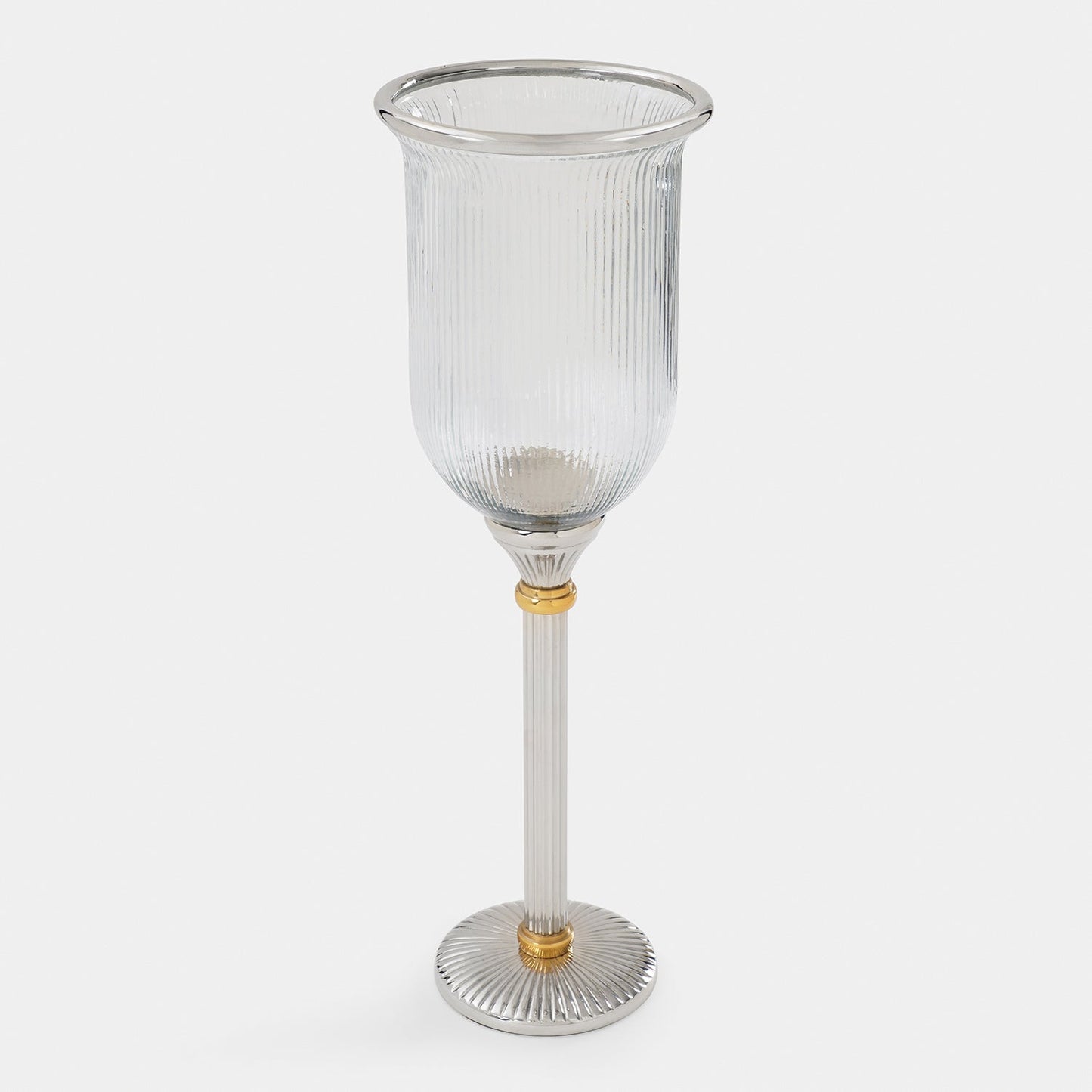 Clear Glass Ribbed Candle Hurricane