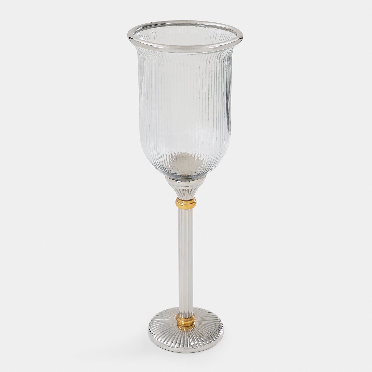 Clear Glass Ribbed Candle Hurricane