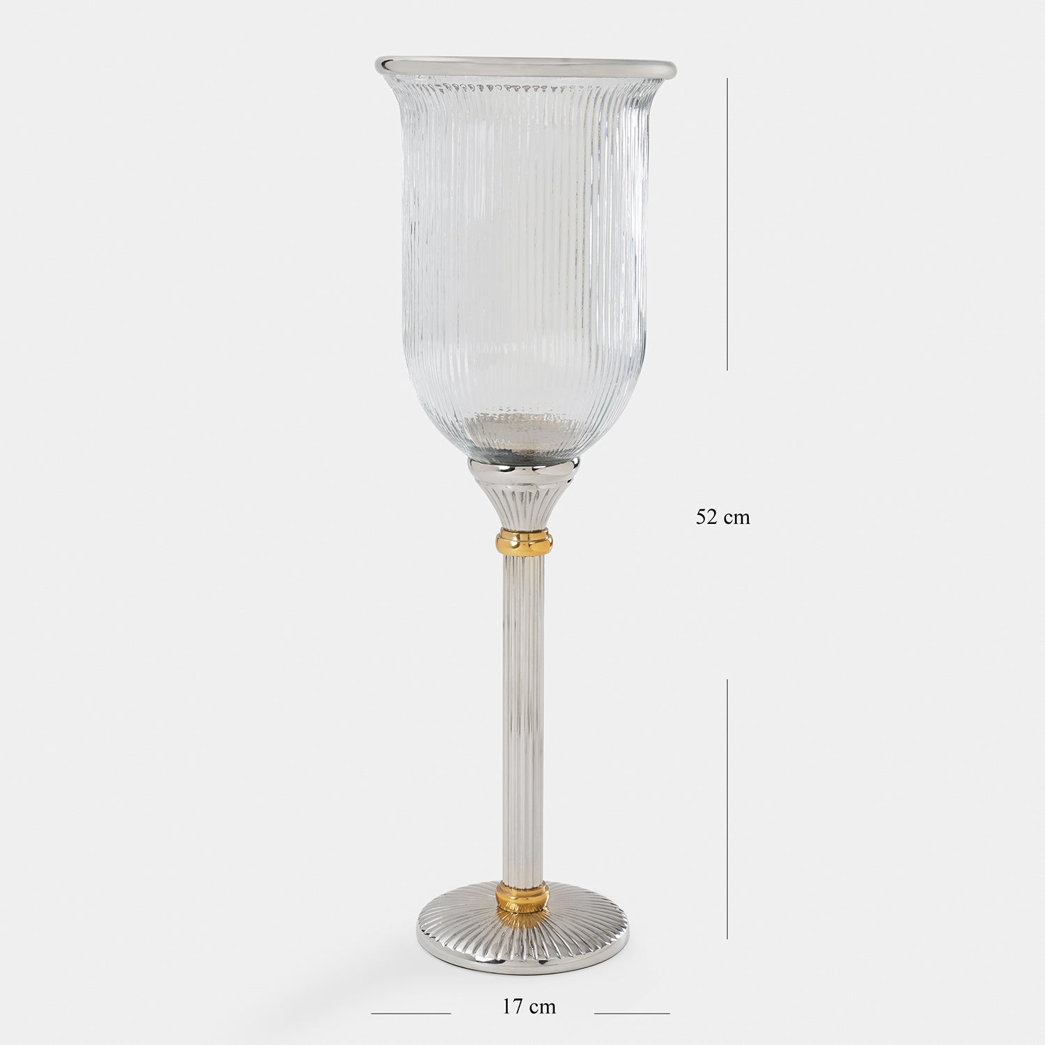 Clear Glass Ribbed Candle Hurricane