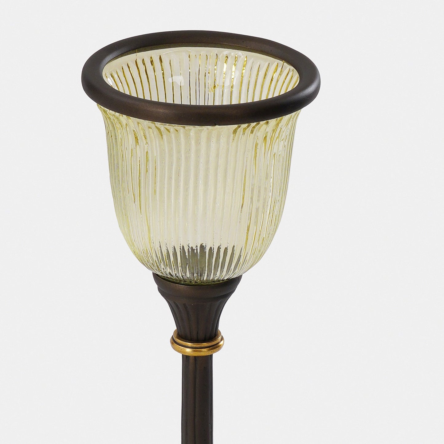Brown Antique Ribbed Glass Candle Holder - Small