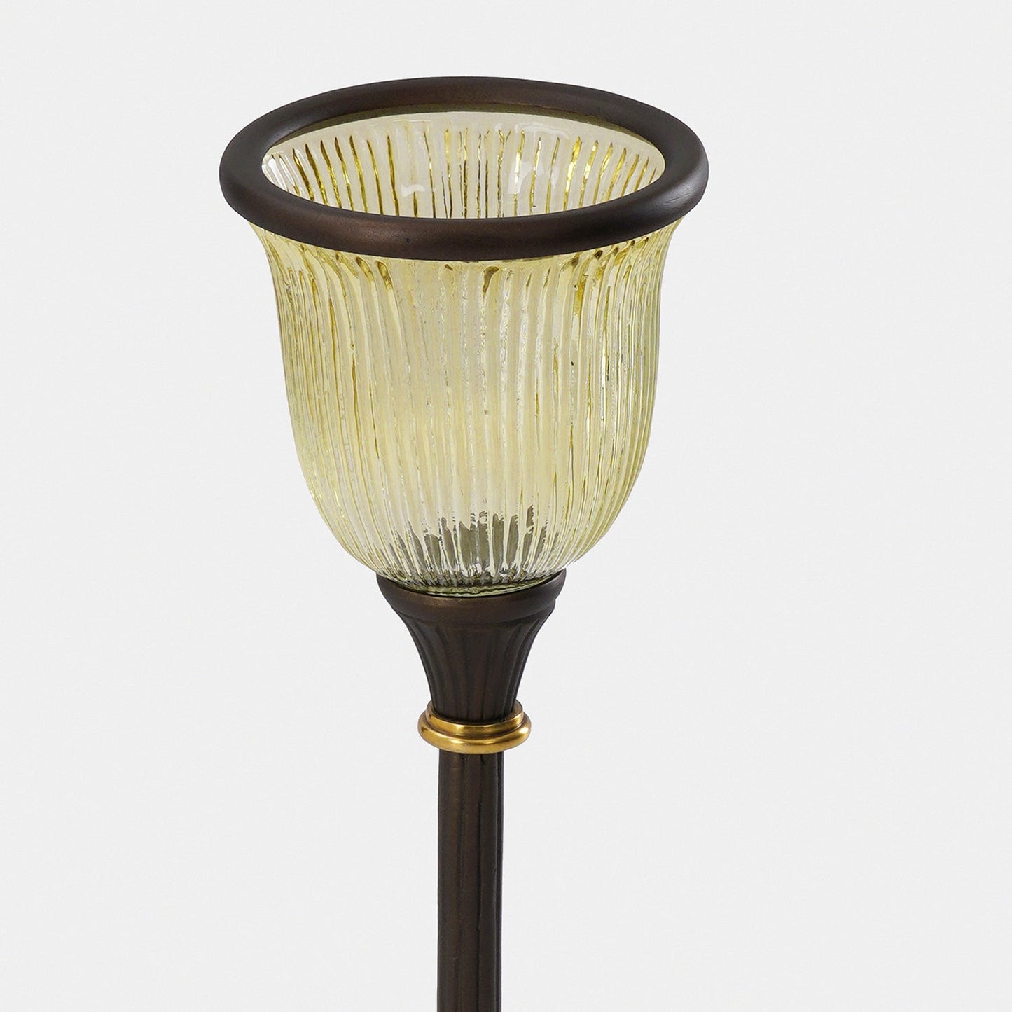 Brown Antique Ribbed Glass Candle Holder - Large