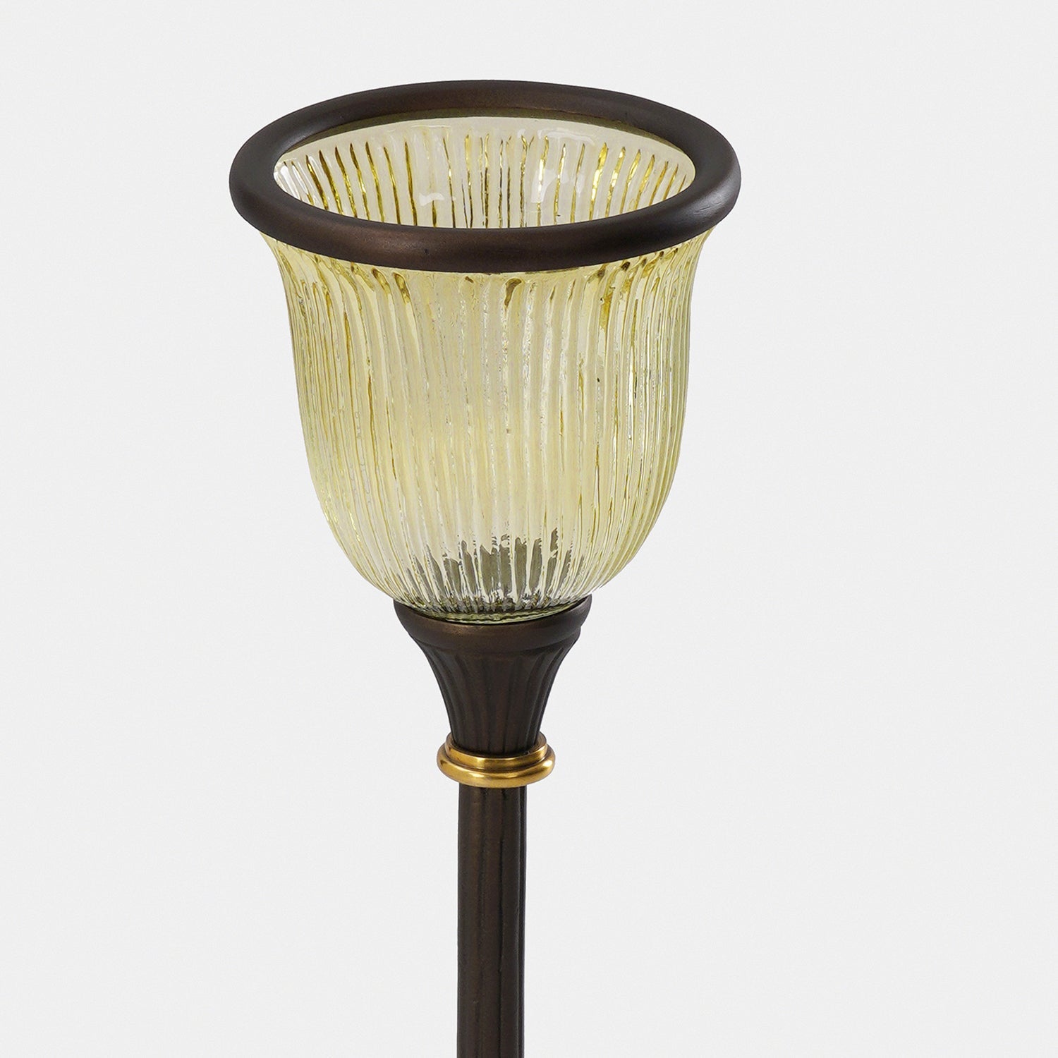 Brown Antique Ribbed Glass Candle Holder - Large