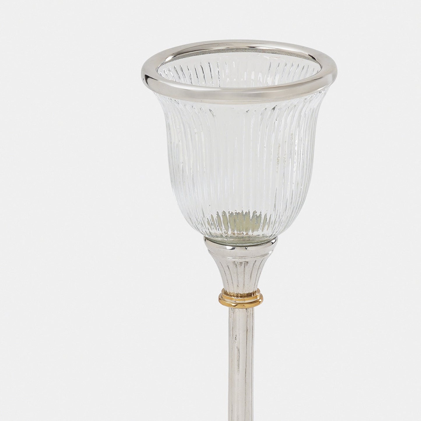 Clear Glass Ribbed Tall Candle Holder - Large