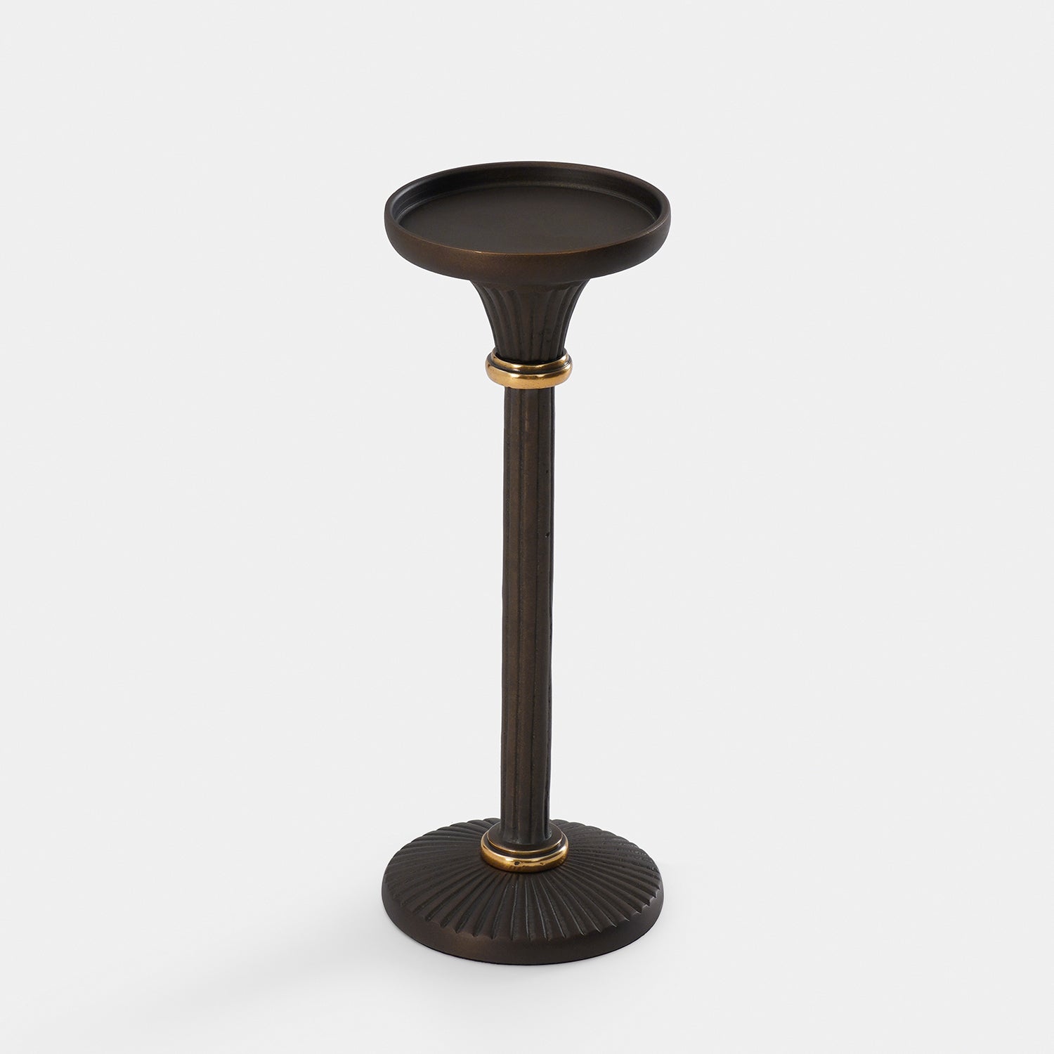 Brown Antique Finish Pillar Candle Holder - Small