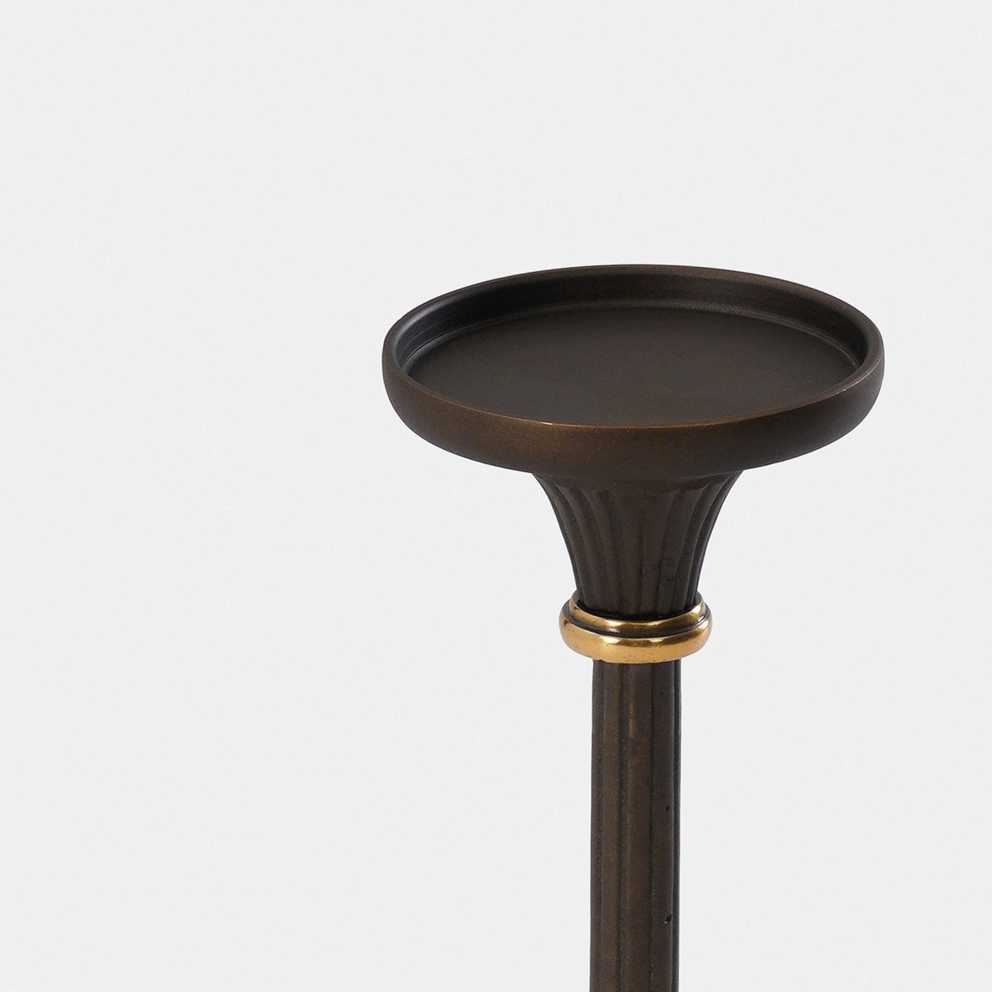 Brown Antique Finish Pillar Candle Holder - Small