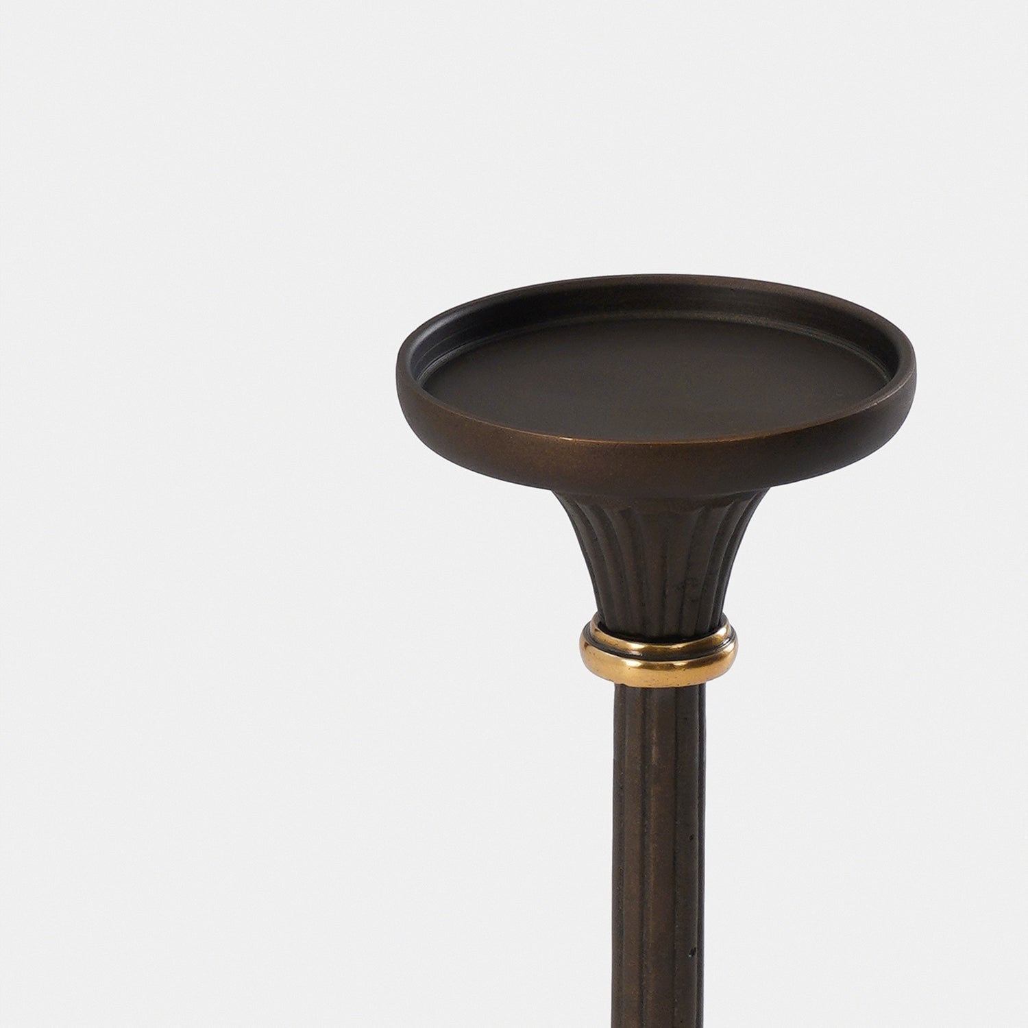 Brown Antique Finish Pillar Candle Holder - Small