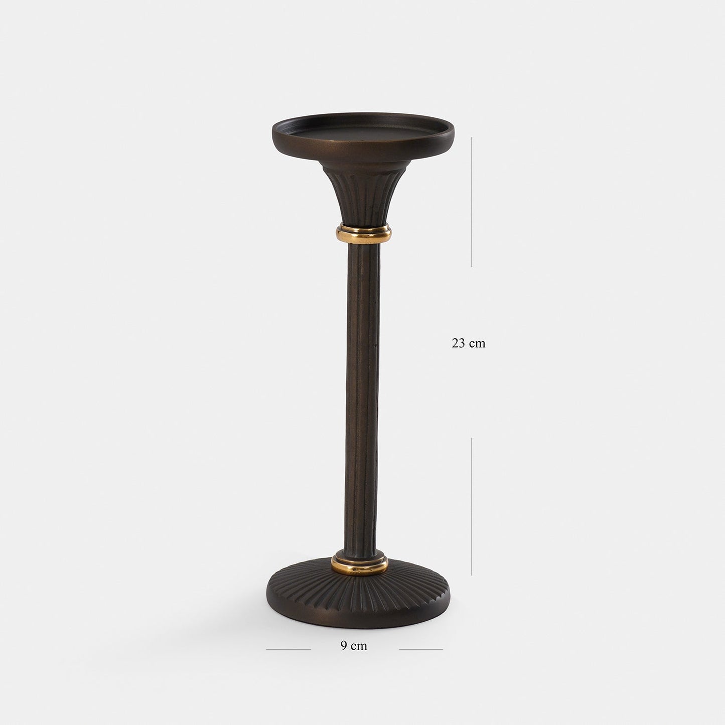 Brown Antique Finish Pillar Candle Holder - Small