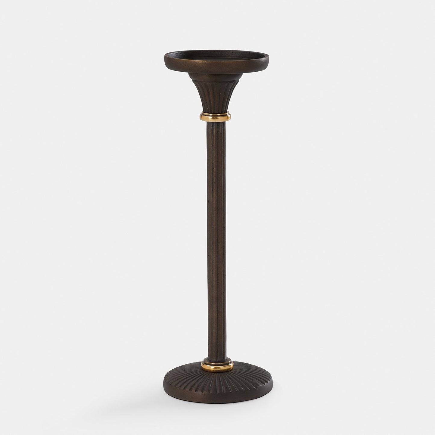 Brown Antique Finish Pillar Candle Holder - Large