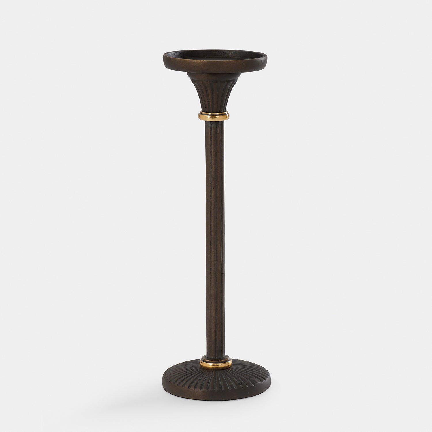 Brown Antique Finish Pillar Candle Holder - Large