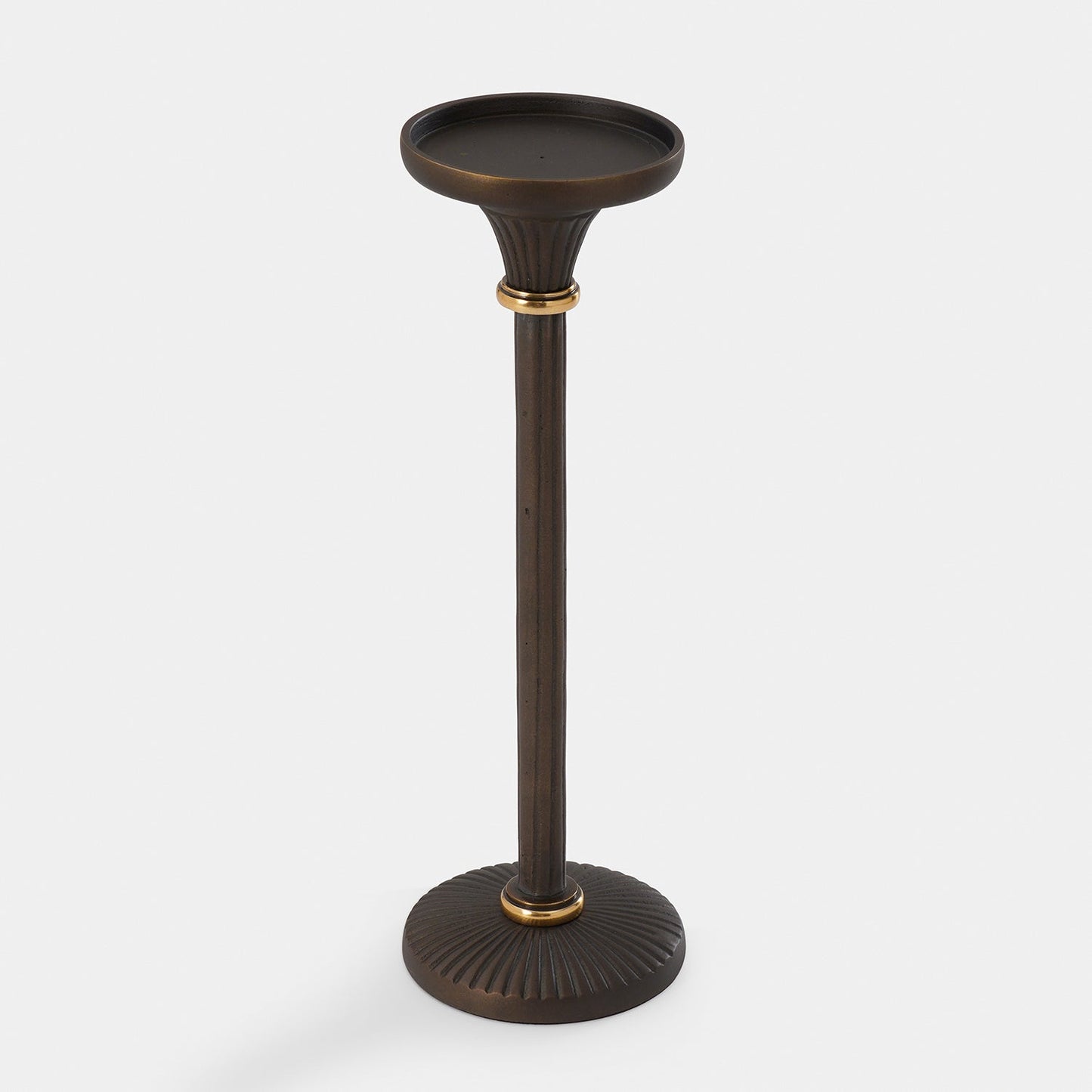 Brown Antique Finish Pillar Candle Holder - Large