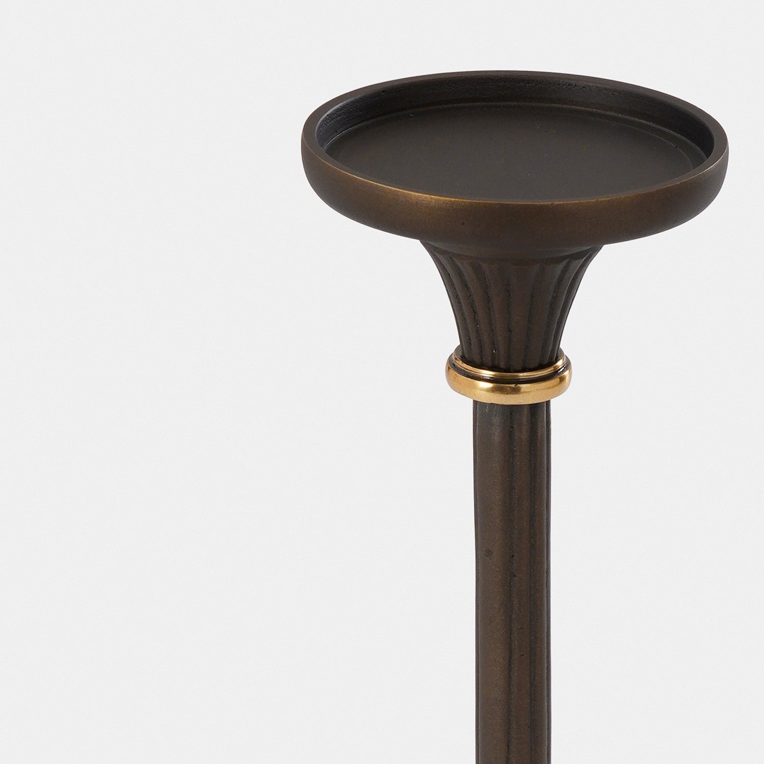Brown Antique Finish Pillar Candle Holder - Large
