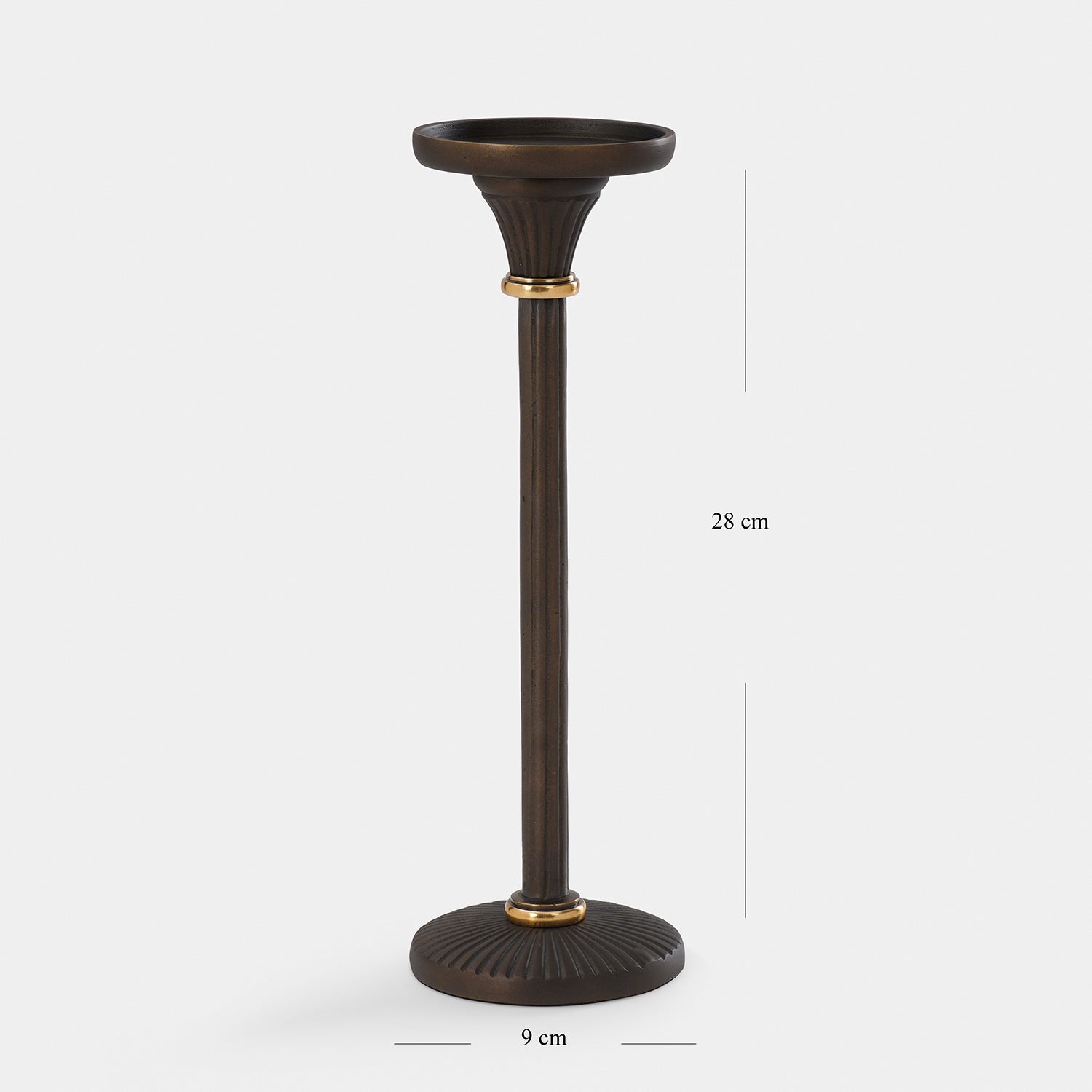 Brown Antique Finish Pillar Candle Holder - Large