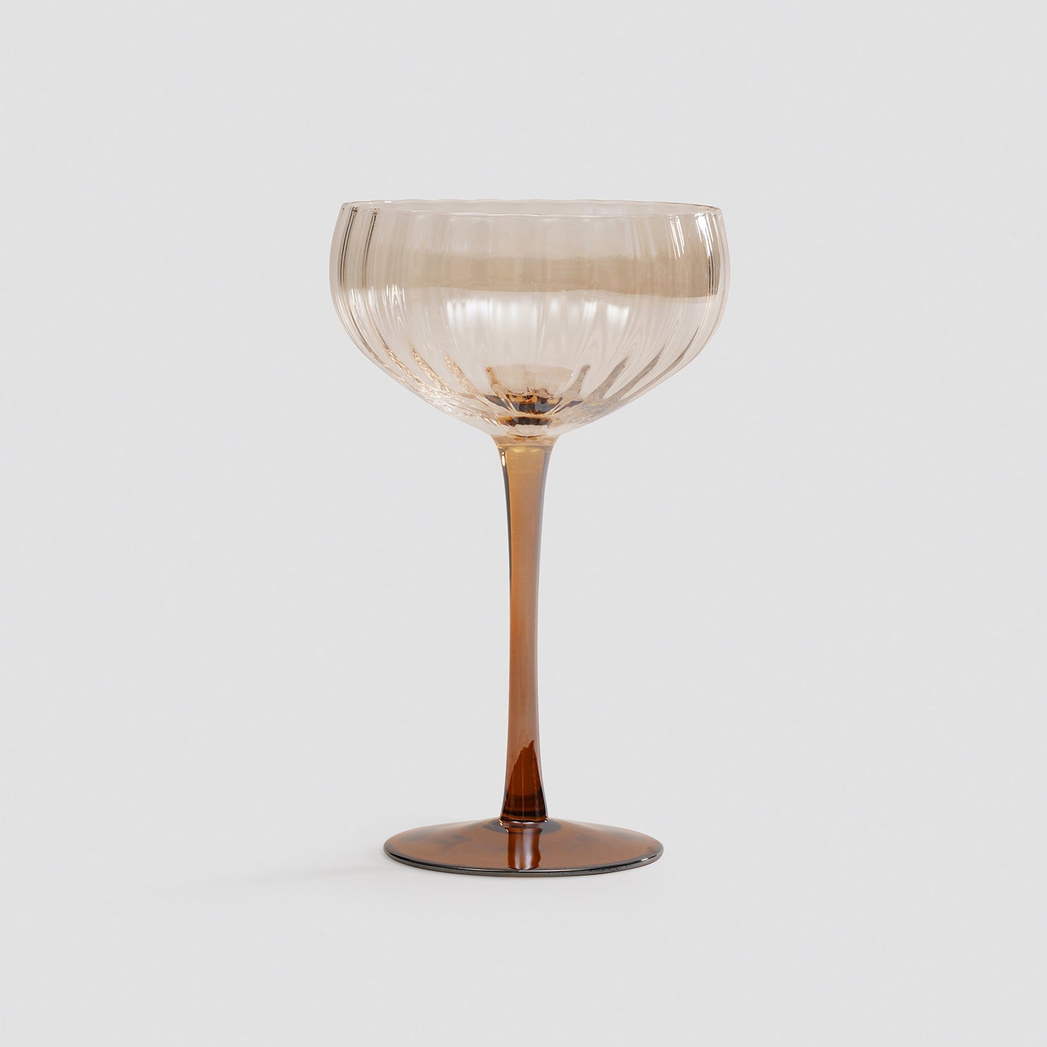 Set of 2 Light Amber Ombre Ribbed Coupes