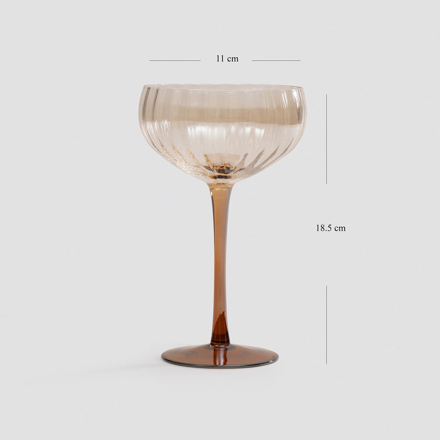 Set of 2 Light Amber Ombre Ribbed Coupes
