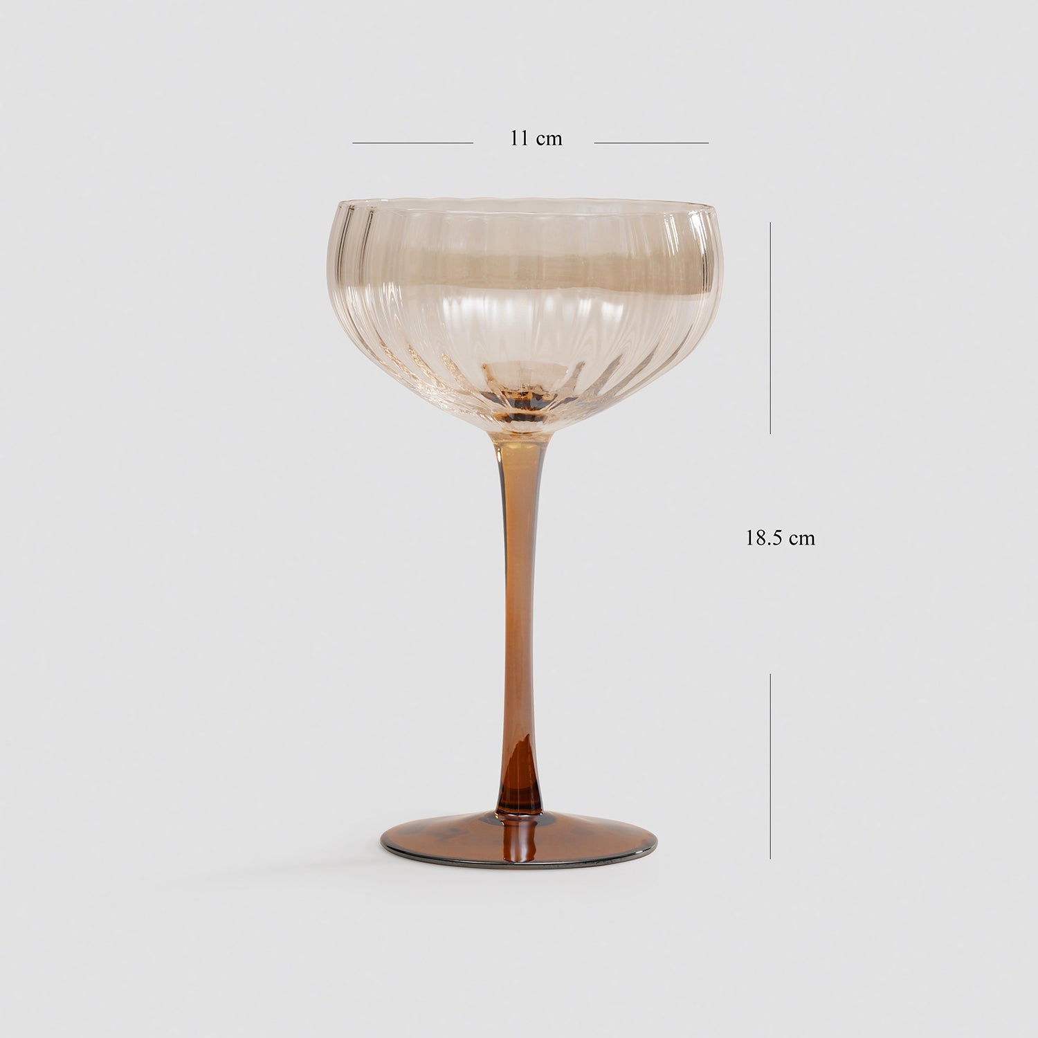 Set of 2 Light Amber Ombre Ribbed Coupes
