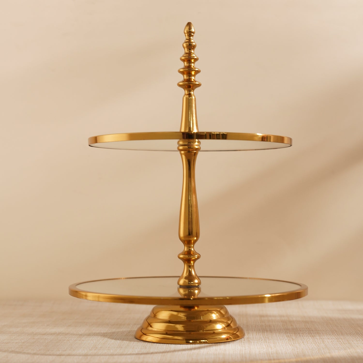 Gold 2 Tier Glass Cake Stand