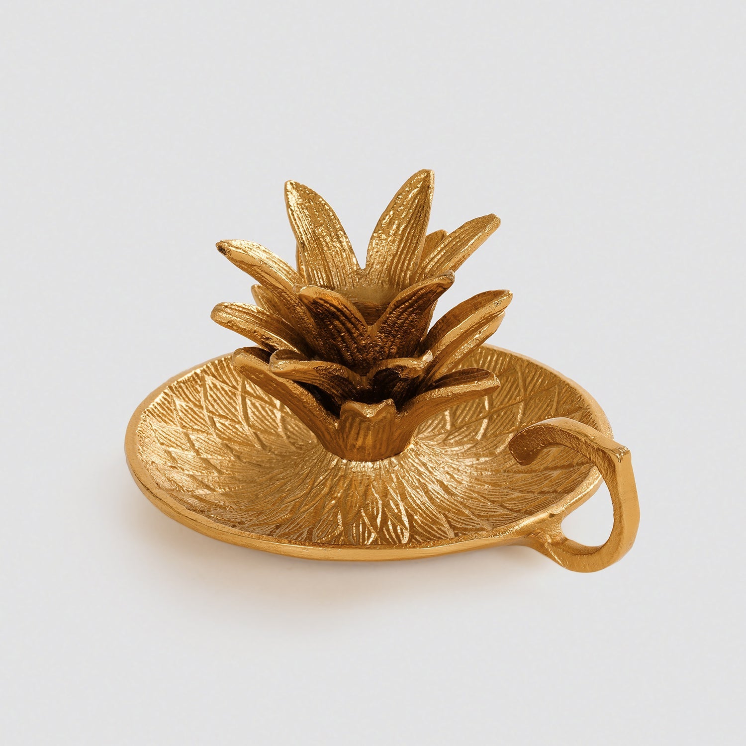 Gold Pineapple Textured Candle Holder